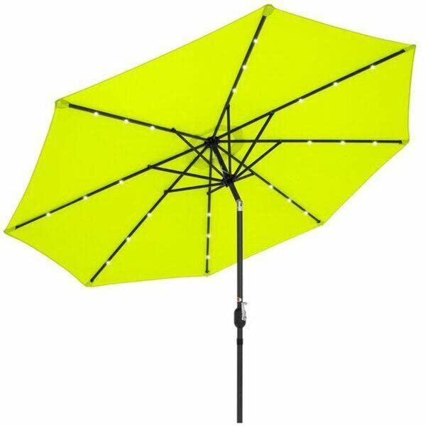 BrandMagaz Beige Solar LED Patio Umbrella with Base - Outdoor Furniture for Garden, Poolside, Beach & Backyard - Waterproof Sun Shade Umbrella for Patio Sets & Relaxation