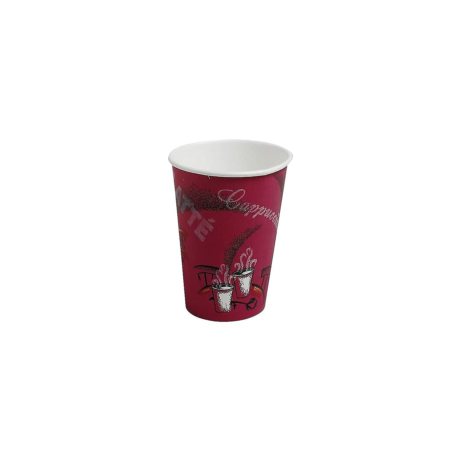 SOLO 412SINPK 12oz Maroon Bistro Design Paper Hot Drink Cups - 50 Pack | Perfect for Coffee, Tea, Hot Chocolate at Cafes, Offices & Home Use