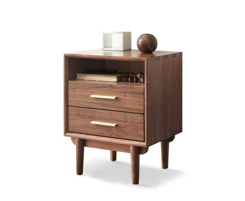Solid Black Walnut Wood Nightstand - Bedside Table with Drawer for Bedroom Furniture, Modern Home Decor & Storage Solution