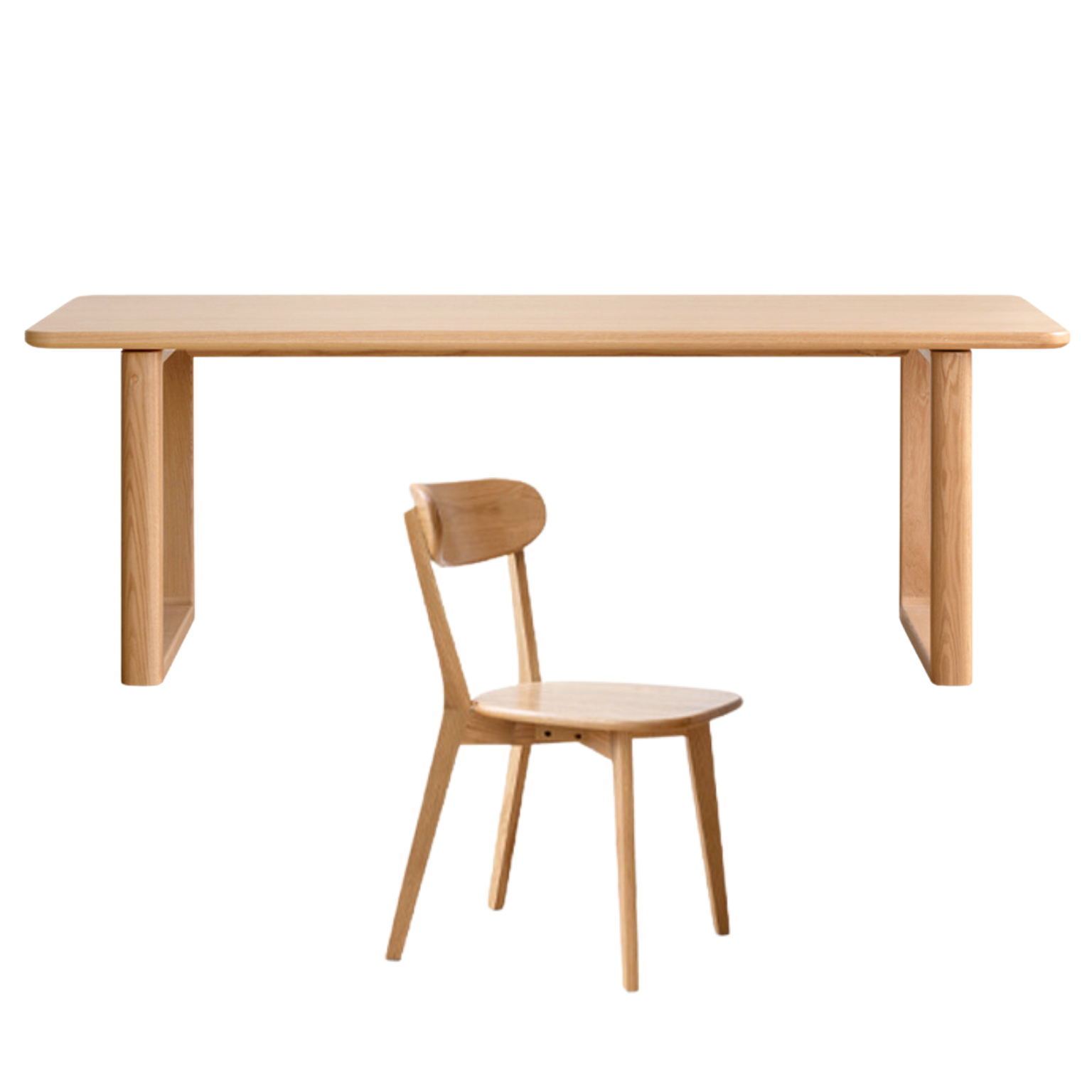 78.7x35.4x29.9 inch / 200x90x76 cm / Natural Wood Color / Large table + six dining chair