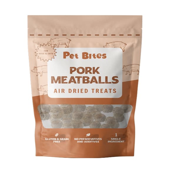 Premium Air-Dried Pork Meatballs for Dogs & Cats - 100g Natural Pet Treats | High-Protein Snacks for Training, Rewards & Dental Health | Grain-Free Dog & Cat Food Topper