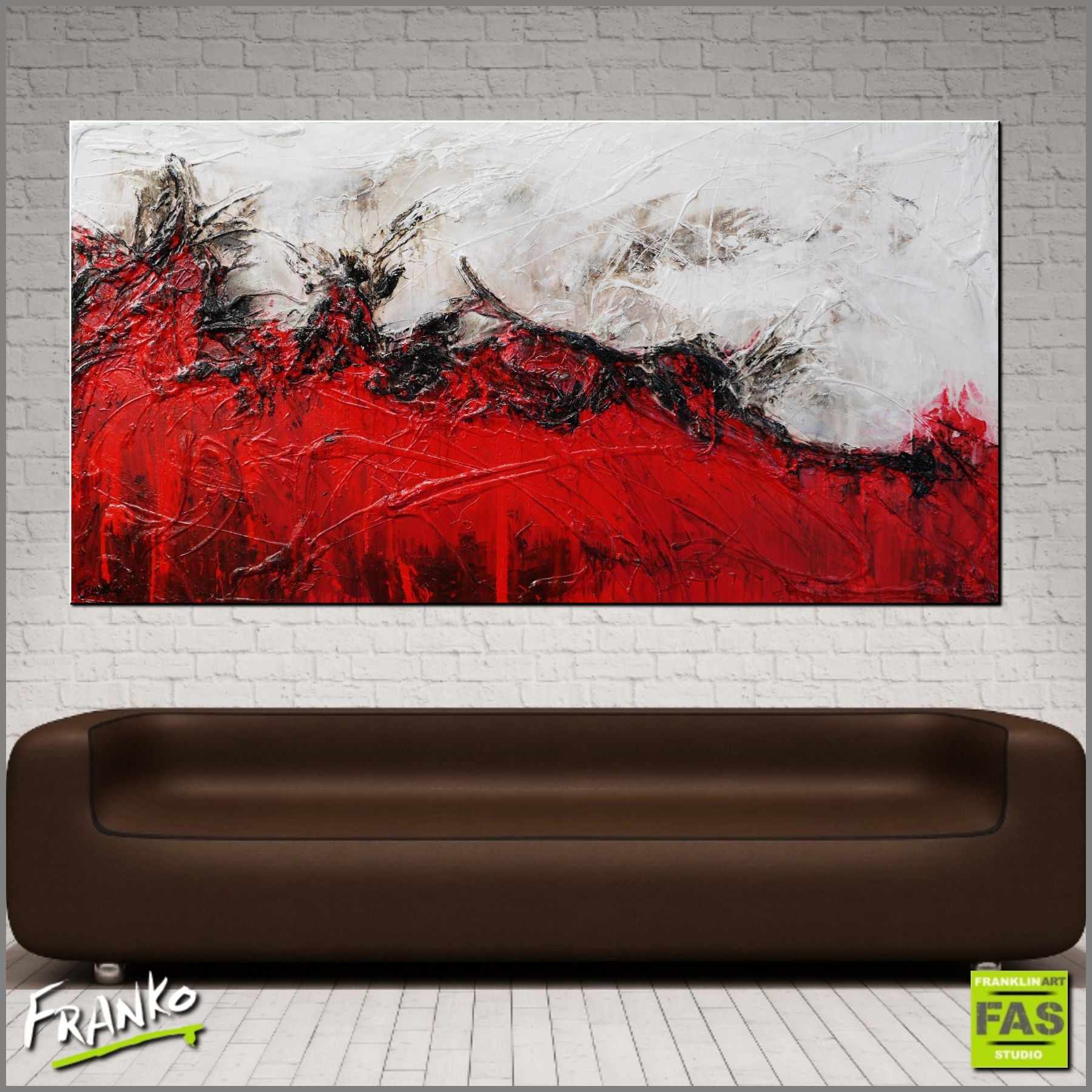 Devils Advocate 100x190cm Red White Textured Abstract Canvas Art - Modern Wall Decor for Living Room, Bedroom & Office
