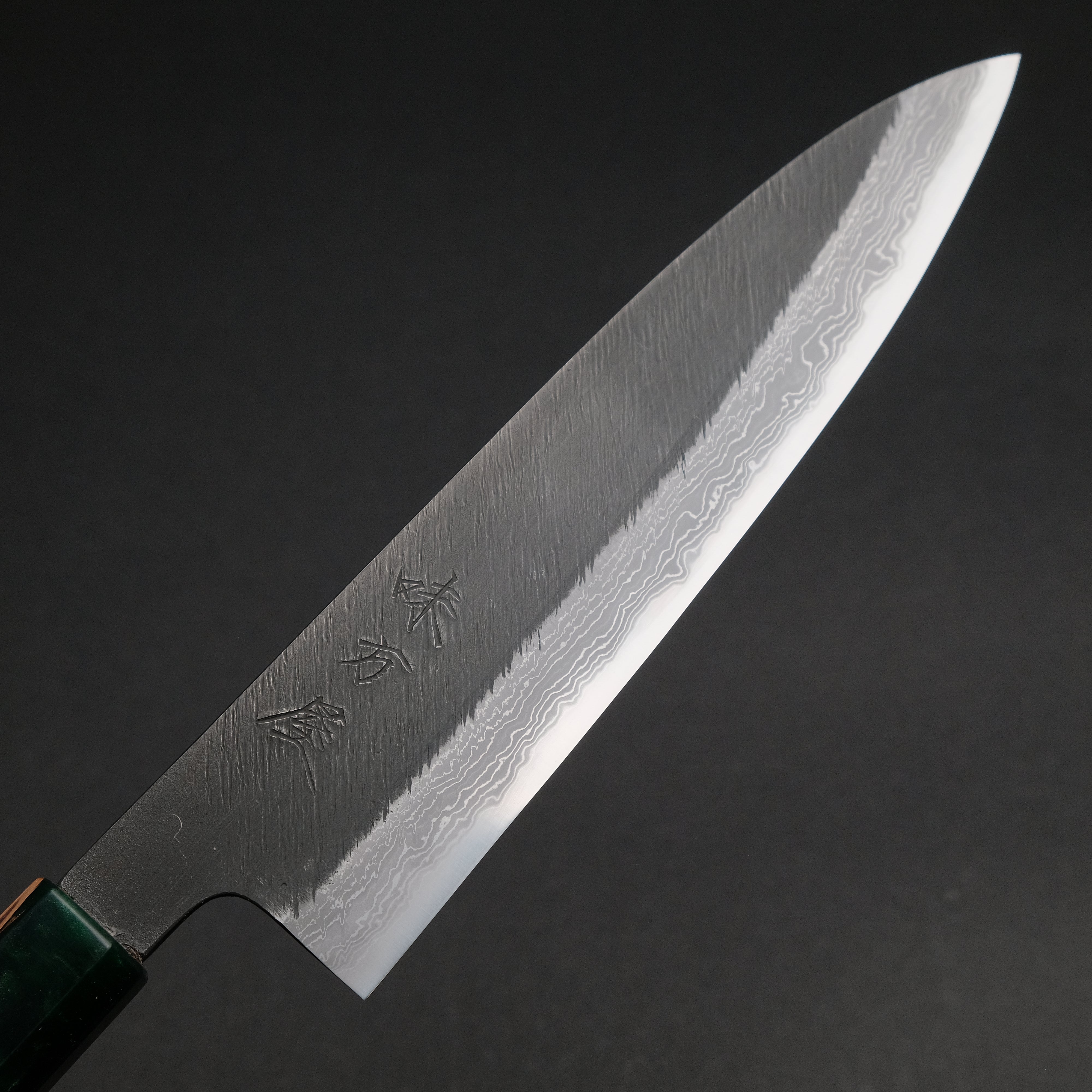 Ajikataya White #2 Matsuba Damascus Gyuto 210mm Japanese Chef Knife with Olive Wood & Resin Handle - Premium Kitchen Knife for Sushi, Meat Cutting & Professional Cooking (#11)