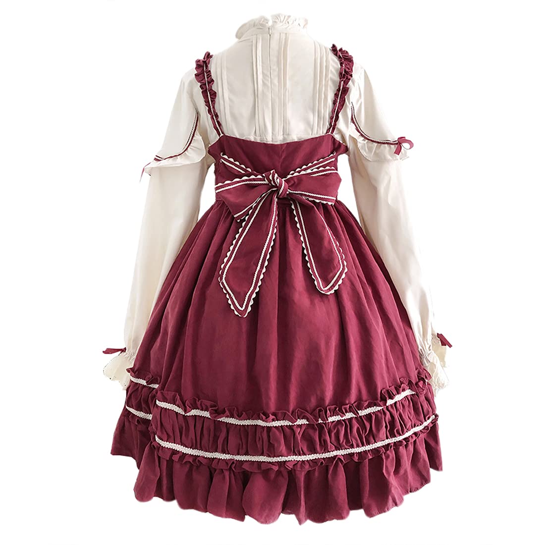 Sweet Lolita Princess Dress for Women - Apricot Bowtie Strappy Top & Fancy Skirt Set | Gothic Kawaii Cosplay, Tea Party, Anime Convention Outfit