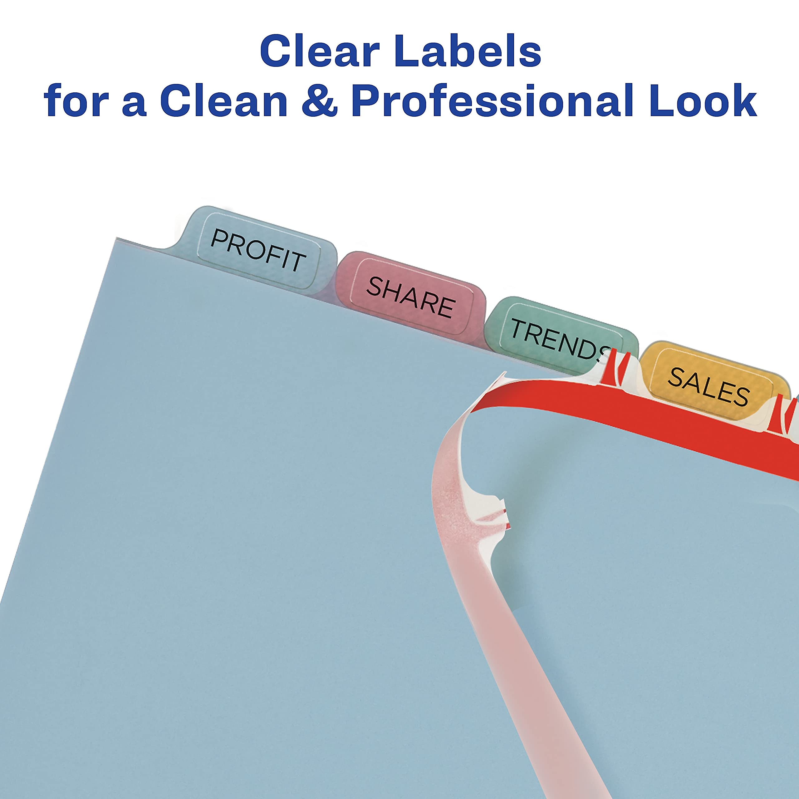 Avery 12433 Index Maker Translucent Dividers - 8 Tabs per Color, Letter Size, 5 Sets per Pack - Perfect for Office Filing, School Projects & Document Organization