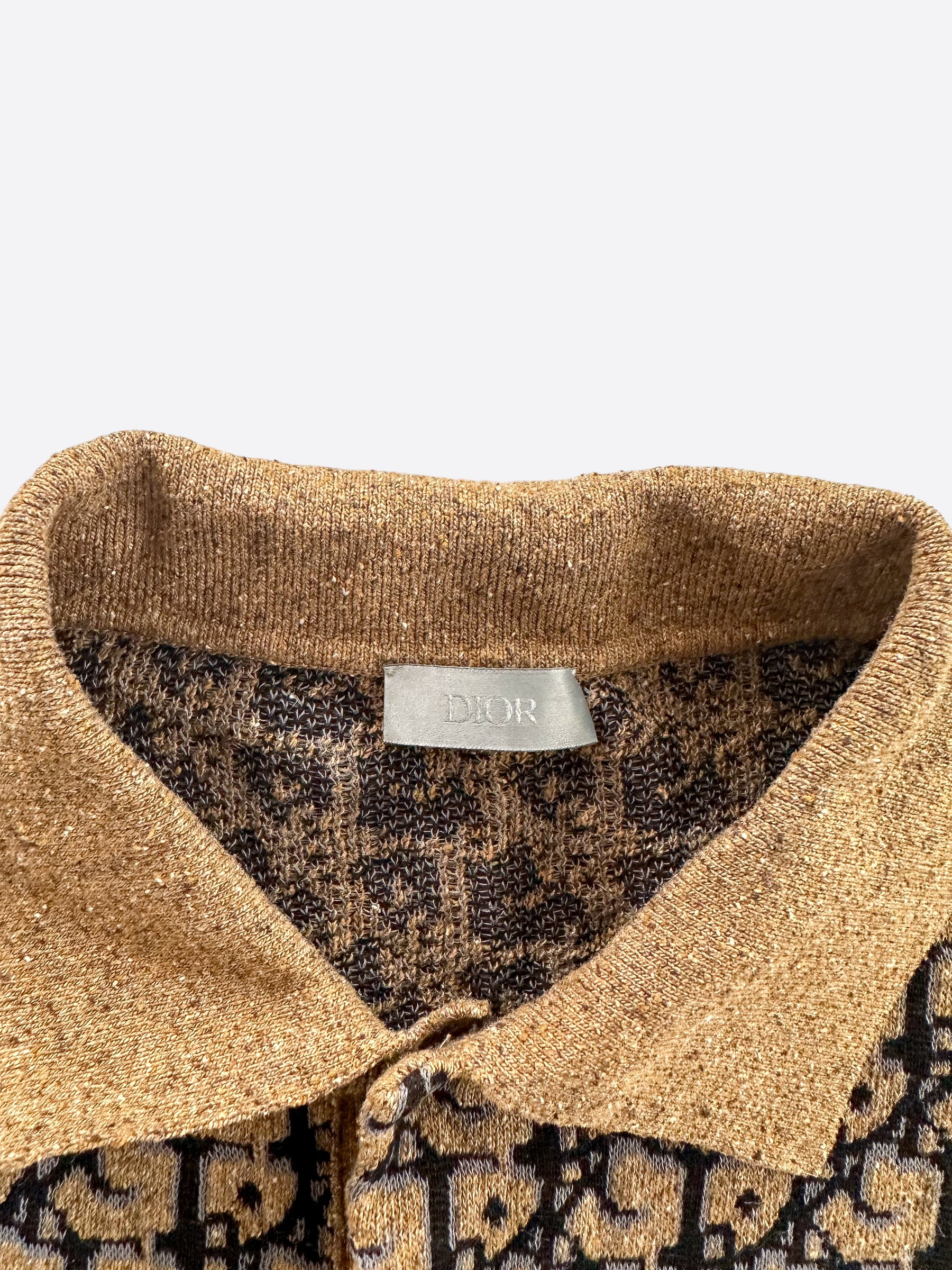 Dior Cactus Jack Beige Oblique Polo T-Shirt for Men - Luxury Designer Cotton Shirt with Signature Print - Perfect for Casual Wear, Street Style & Fashion Events