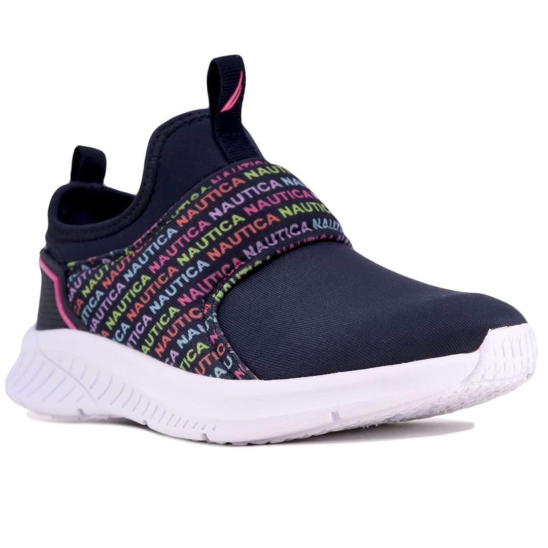 Nautica Kids Girls Youth Athletic Fashion Sneakers - Slip On Running Shoes for Little & Big Kids - Comfortable Casual Wear for School, Play & Sports