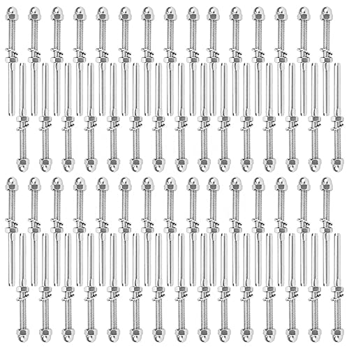 Stainless Steel Cable Railing Hardware Kit - 60 PCS T316 Swage Tensioners & Threaded Stud Fittings for 1/8