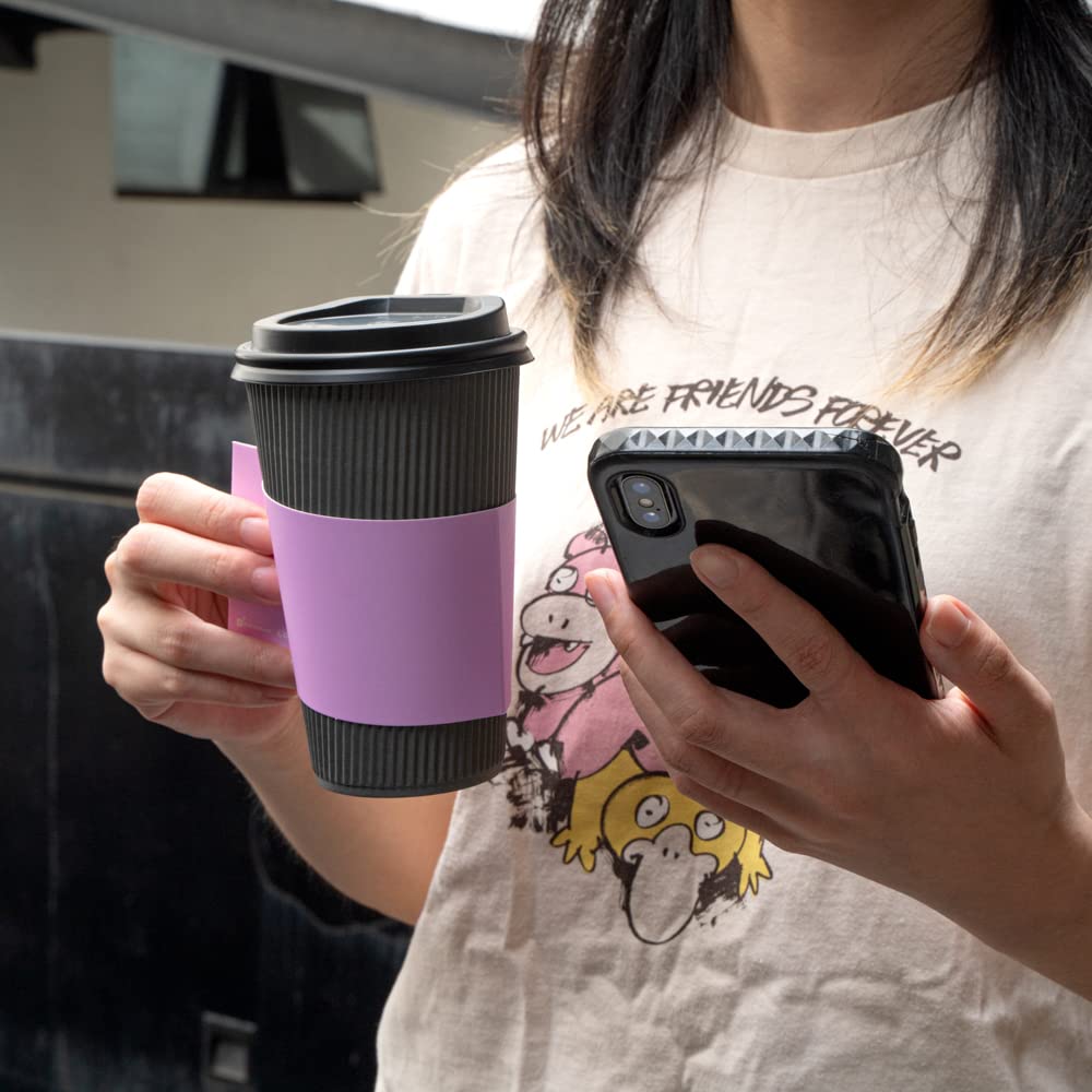 Restpresso 1000 Disposable Hot Coffee Cup Sleeves with Handle - Fits 12oz, 16oz & 20oz Cups | Lavender Paper Coffee Jackets for Restaurants, Cafes & Takeout (Cups Sold Separately) - Perfect for Coffee Shops, Office Break Rooms & Catering Events