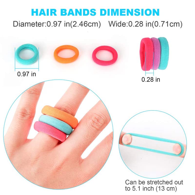 Shidara Baby Hair Ties for Girls & Toddlers - 100 Pack Soft Cotton Seamless Hair Bands | Elastic Ponytail Holders for Kids | Perfect for School, Playtime & Special Occasions