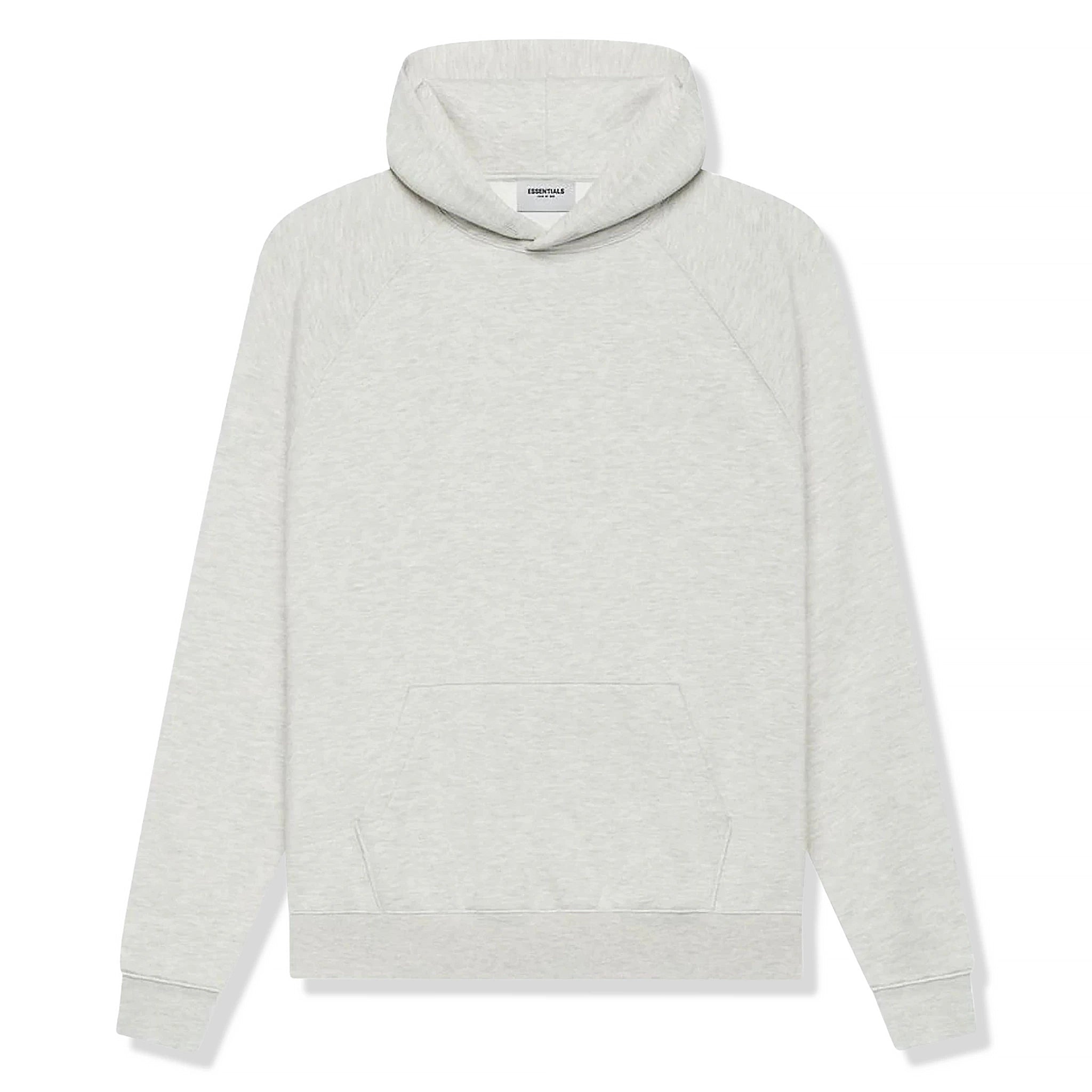 Fear Of God Essentials Reverse Logo Hoodie - Light Heather Oatmeal Pullover Sweatshirt for Men | SS21 Collection | Streetwear Fashion & Casual Wear