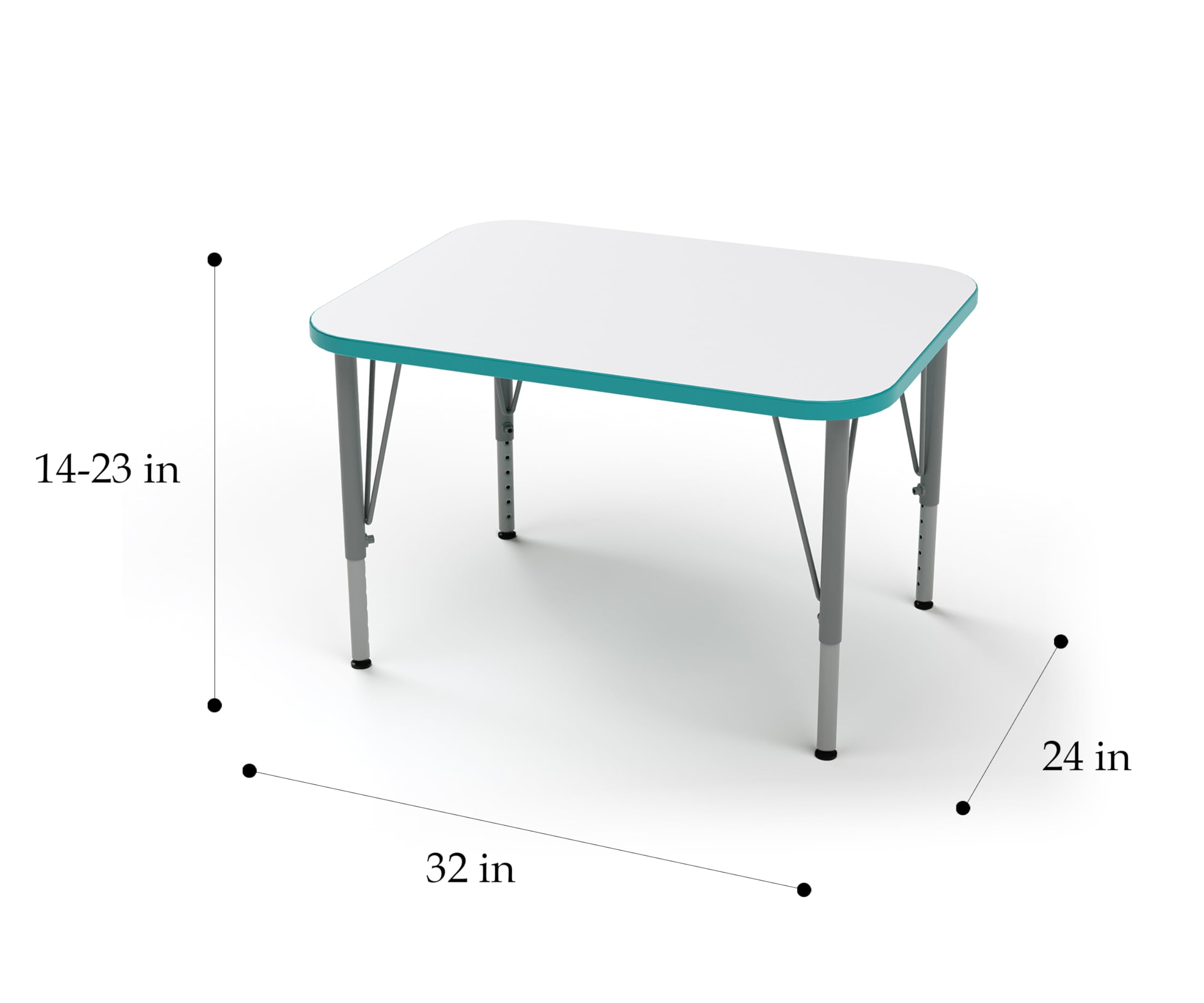 **Versa Desk Adjustable Height Kids Table - Large Rectangular Child Desk for School & Home, White/Ocean (14-23