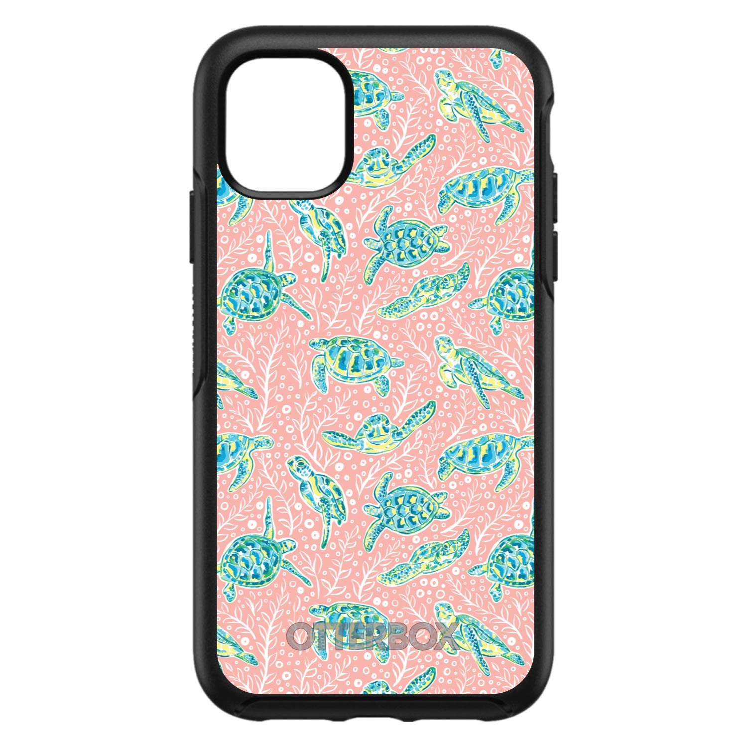 DistinctInk iPhone 11 Pro MAX Case (6.5 Inch) - Slim Protective Cover with Cute Turtle Design on Pink Background - OtterBox Symmetry Style Phone Case - Perfect for School, Work & Everyday Use