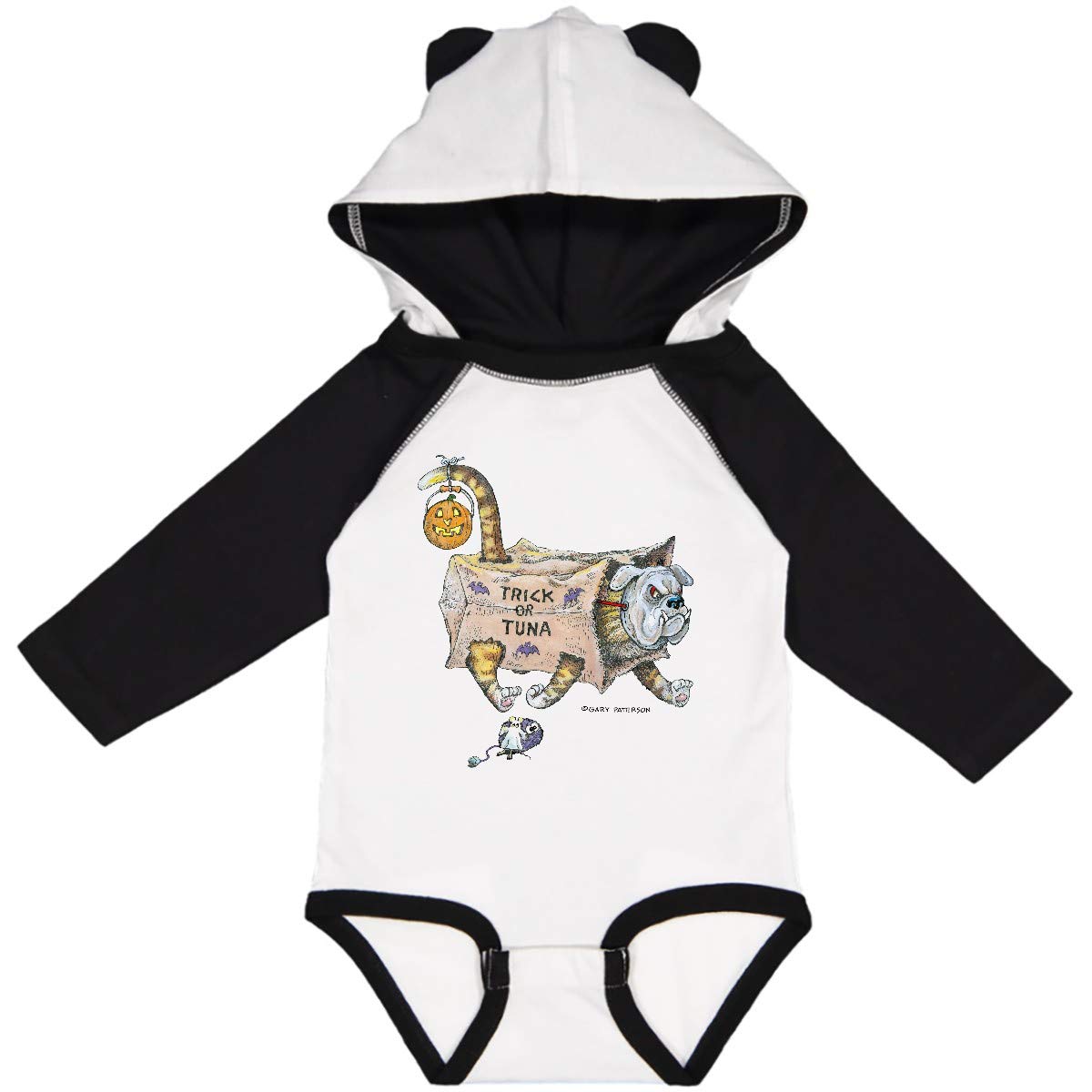 Inktastic Trick or Tuna Cat in Dog Costume Long Sleeve Baby Bodysuit - Cute Halloween Outfit for Infants & Toddlers | Perfect for Halloween Parties, Photo Shoots & Dress-Up Play