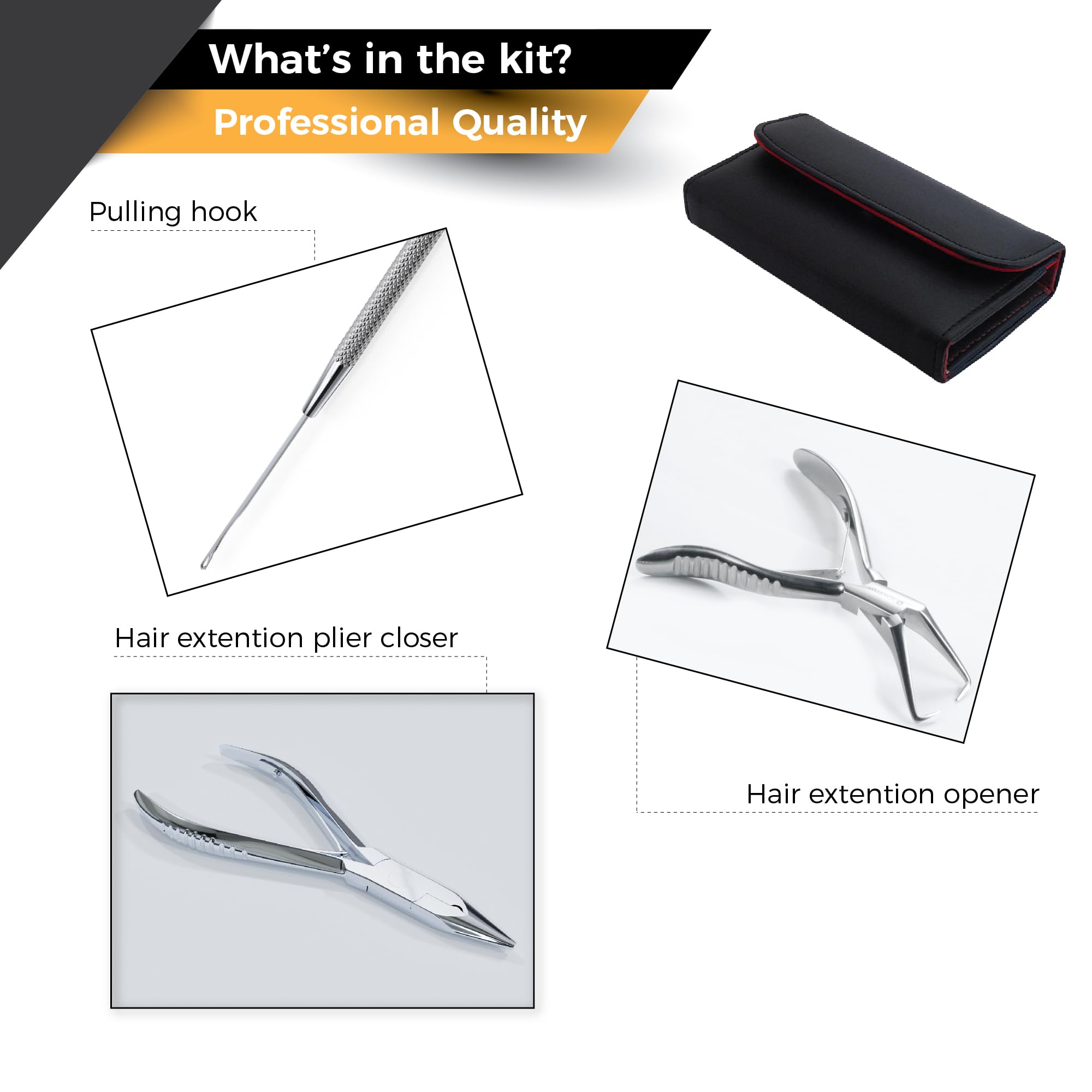 Professional Hair Extension Tools Kit - Micro Link & Micro Ring Beads Opener, Closer & Needle Hook - Japanese Steel Styling Tools for Seamless Hair Extensions | Perfect for Salons, DIY Styling & Hair Care Enthusiasts