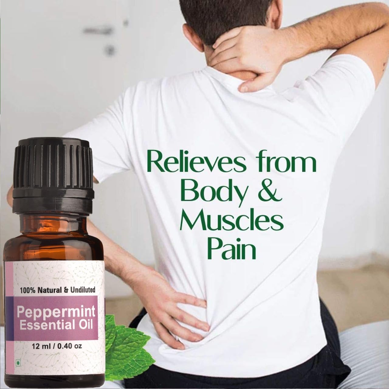 Nuvotone 100% Pure Peppermint Essential Oil for Skin, Hair & Scalp Care | Cooling & Refreshing Natural Organic Oil for Face & Body | Promotes Healthy Skin & Hair Growth | Perfect for Aromatherapy, Massage & DIY Beauty Products