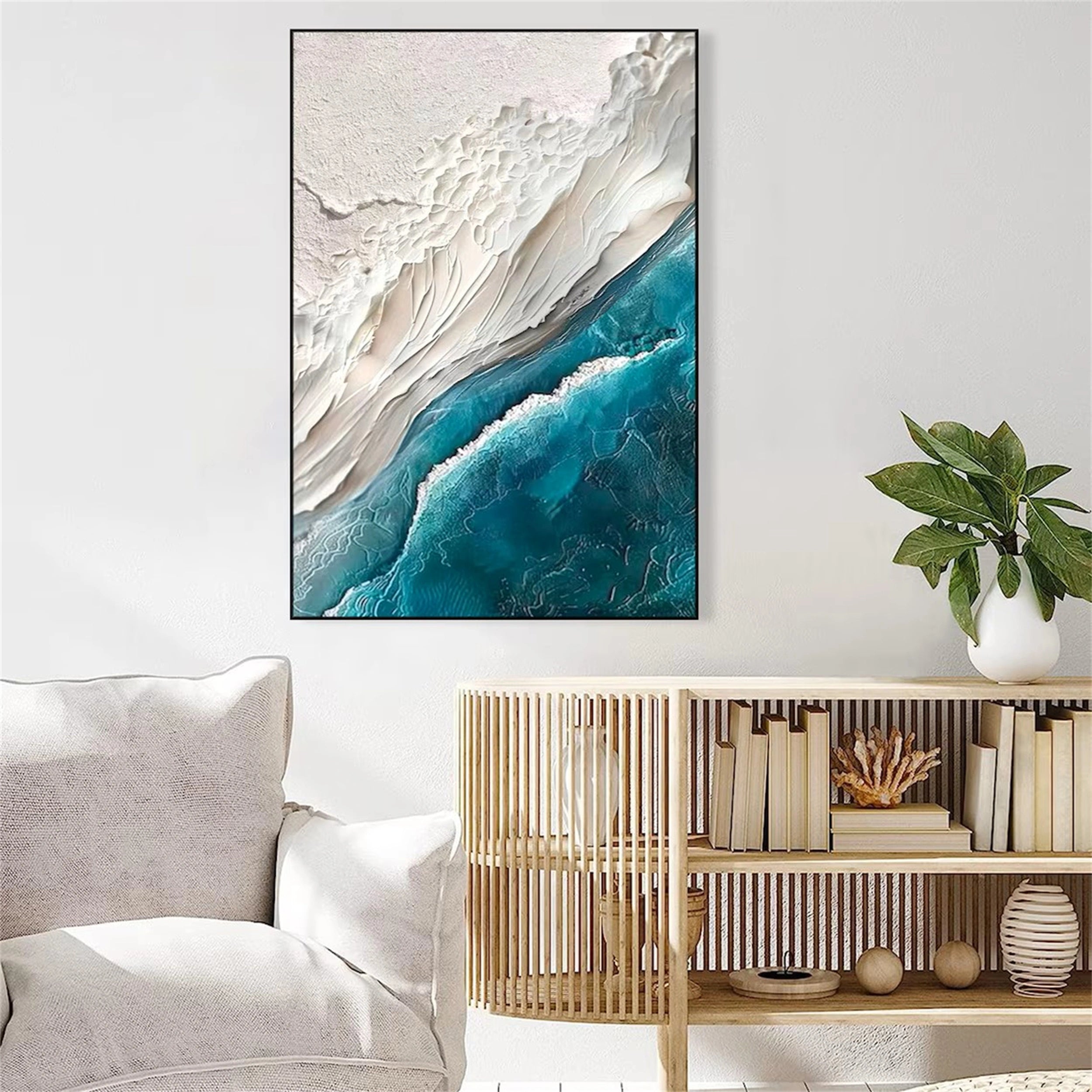 Ocean And Sky Painting #OS 069 - Stunning Seascape Wall Art for Home & Office Decor - Perfect for Living Room, Bedroom or Beach House