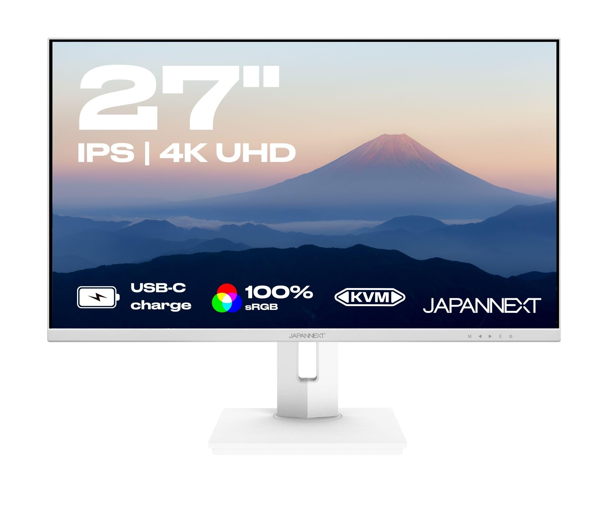 JapanNext 27-inch IPS 4K UHD Monitor (3840x2160) with HDR, USB-C Charging (65W), Height & Tilt Adjustable Stand, Built-in Speakers, G-Sync/FreeSync - JN-IPS27UHDR-C65W-HSP-W - Perfect for Home Office, Gaming, and Graphic Design