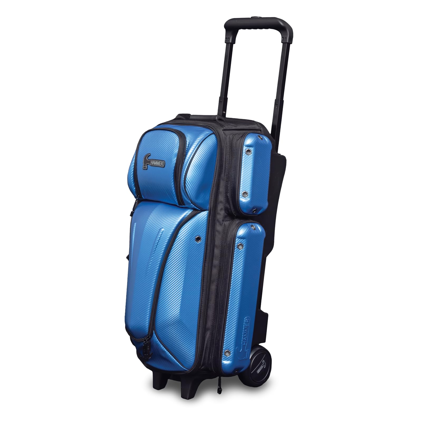 Premium Hammer Carbon Shield Triple Roller Bowling Bag - Durable 3-Ball Rolling Case for League Play & Tournament Travel - Perfect for Pro Bowlers & Enthusiasts
