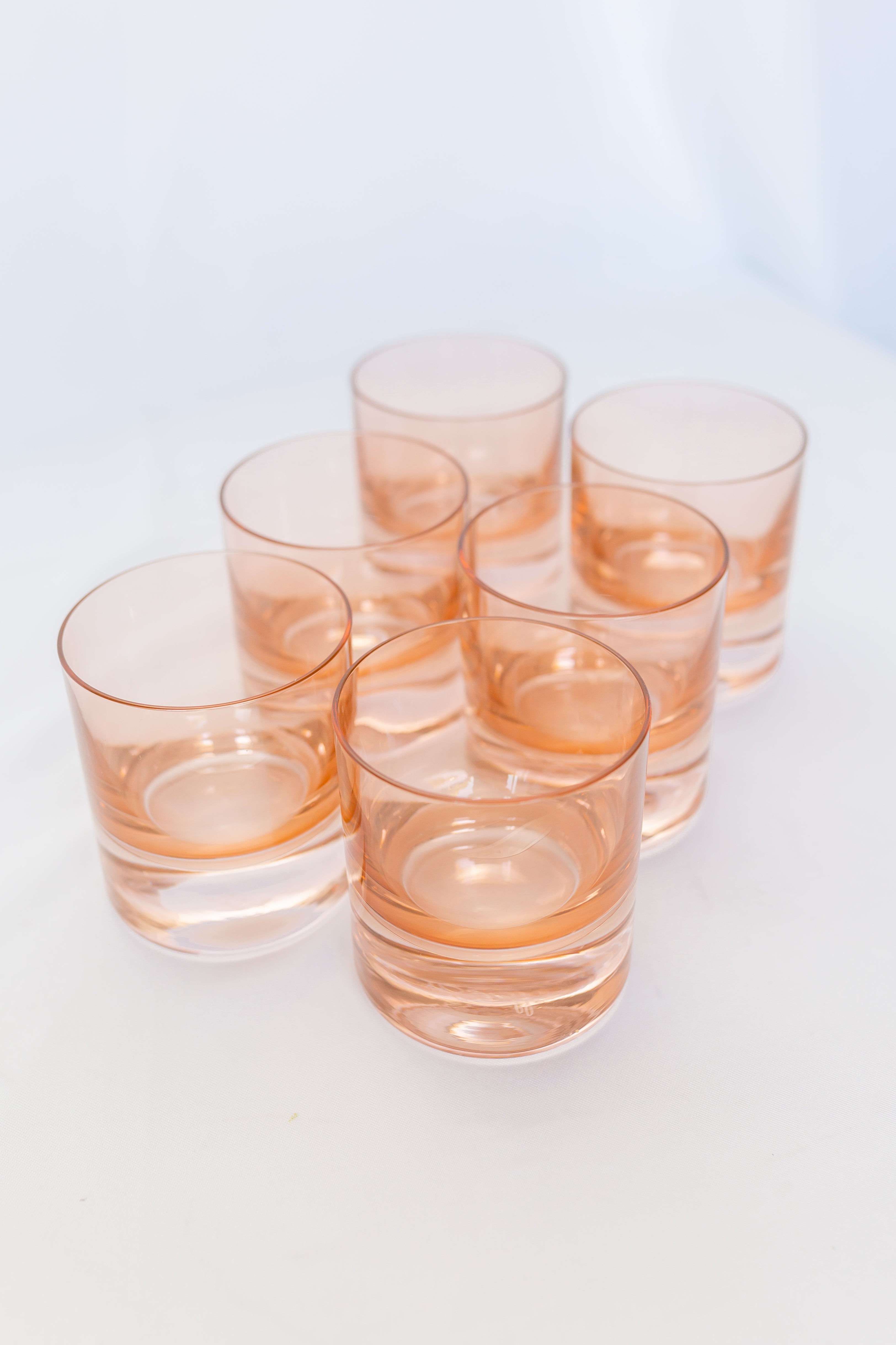 Estelle Colored Rocks Glass Set of 6 - Elegant Blush Pink Drinking Glasses for Cocktails, Whiskey & Iced Tea | Perfect for Home Bar, Dinner Parties & Gifts