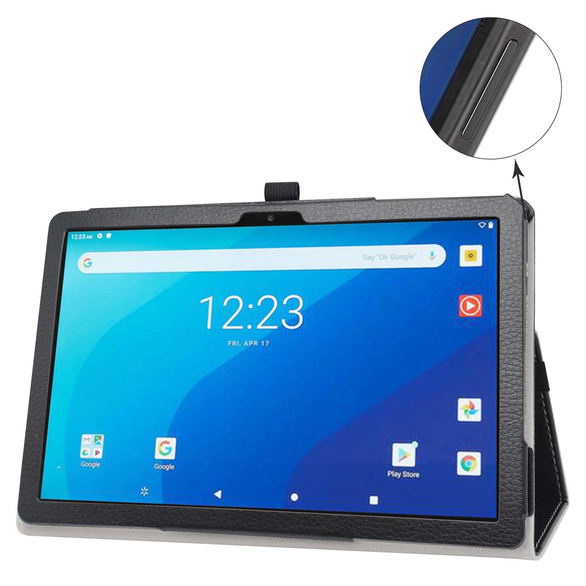 10.1 Inch Tablet Case for Onn (2022 Model) - PU Leather Folio Stand Cover with Auto Wake/Sleep - Perfect for Work, Travel & Home Use - Black