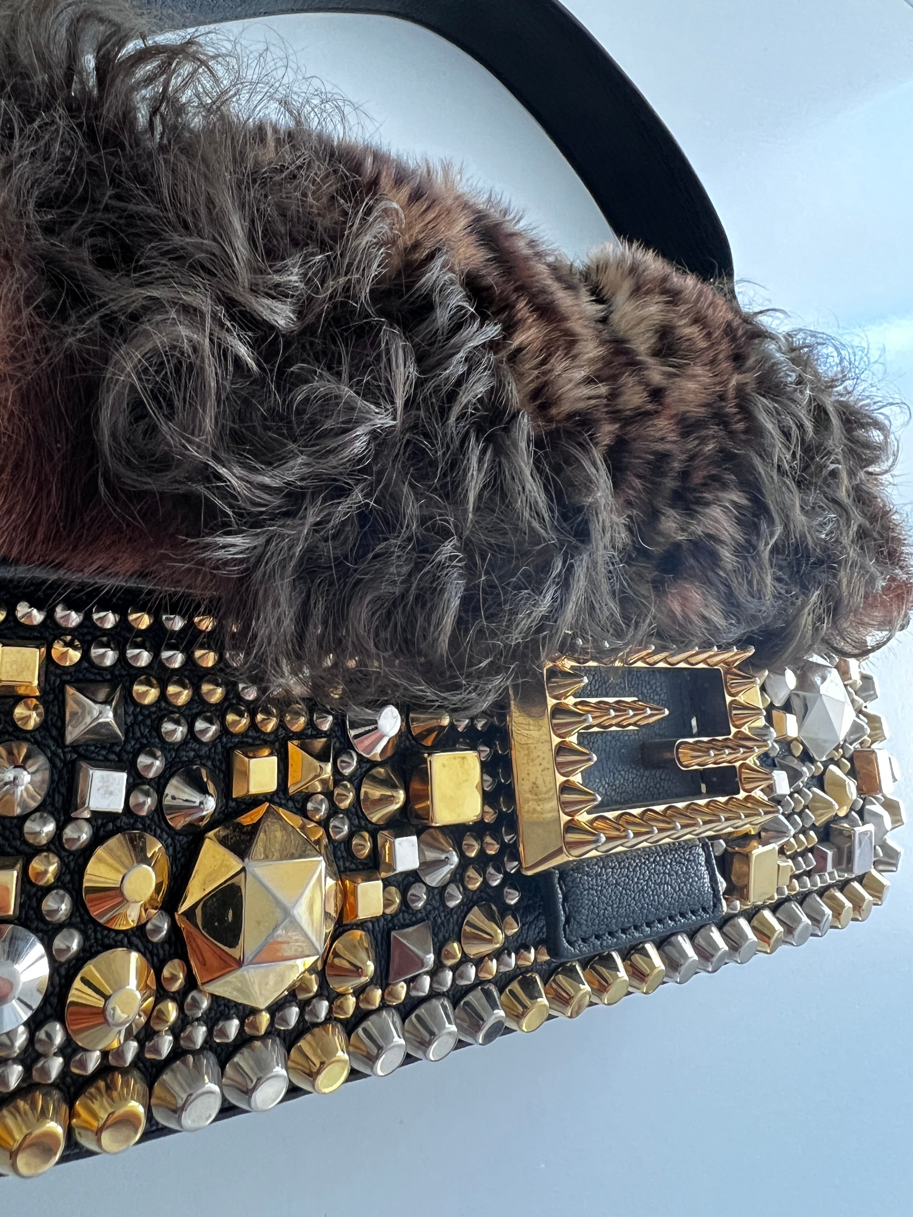 Fendi Byzantine Fur Baguette Bag - Luxury Designer Crossbody Purse for Women | Perfect for Parties, Evening Events & Fashion Accessories