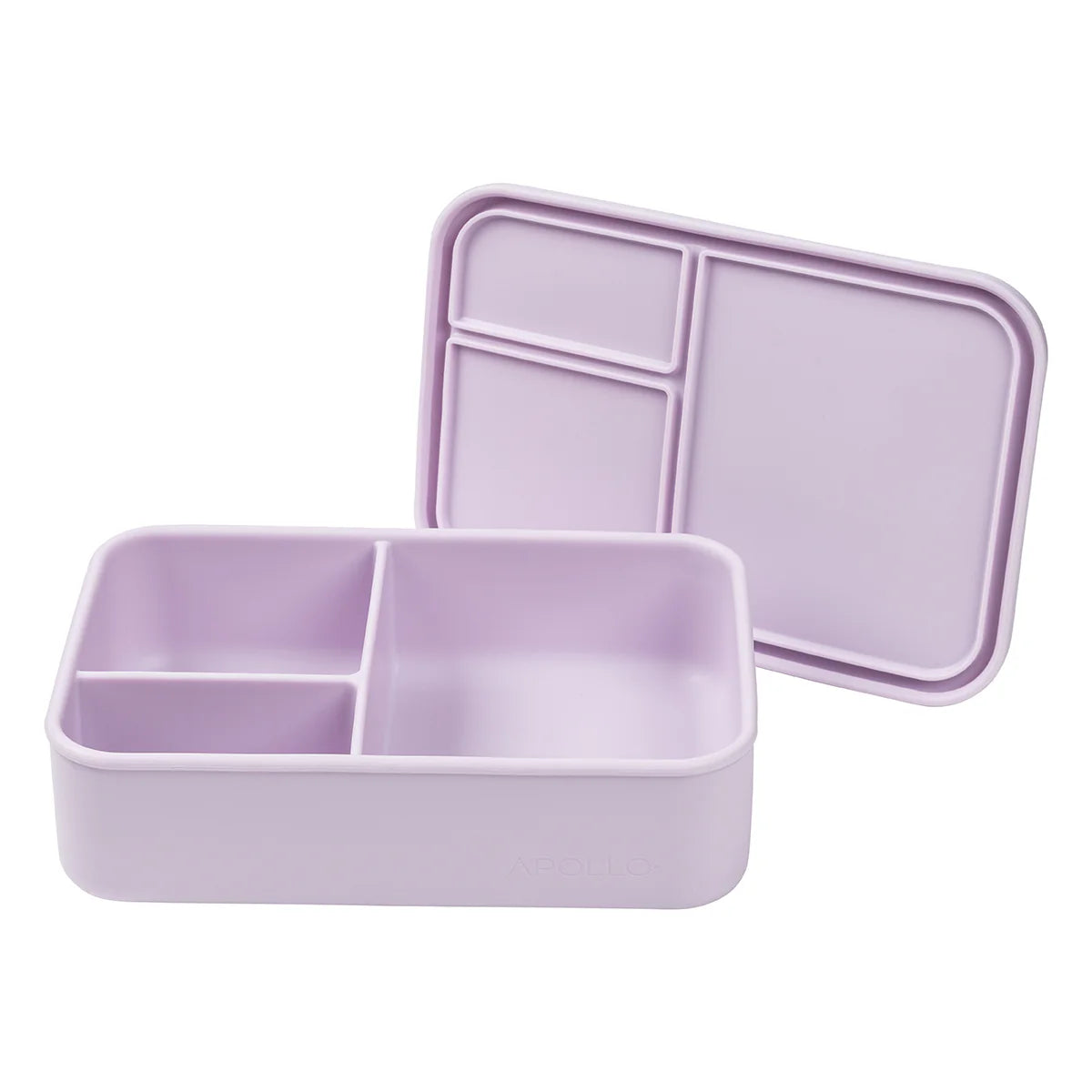 Apollo Silicone Bento Box - 3 Compartment Rectangle Lunch Container, Purple - Perfect for Meal Prep, Office Lunch & Kids School Snacks