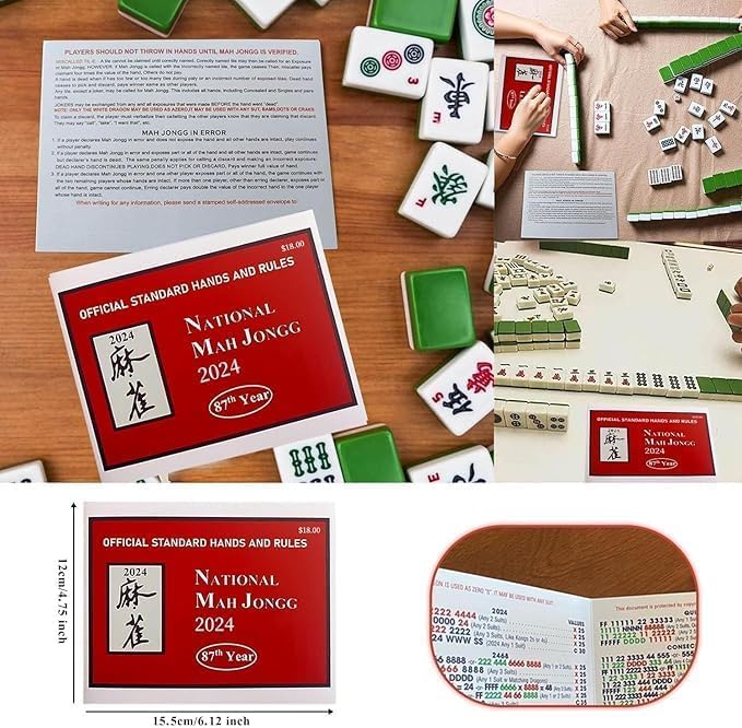 2024 Large Mahjong Playing Cards Set - Standard Hands & Rules with 4 Oversized Scorecards | Perfect for Family Game Nights, Casino Parties & Asian-Themed Events