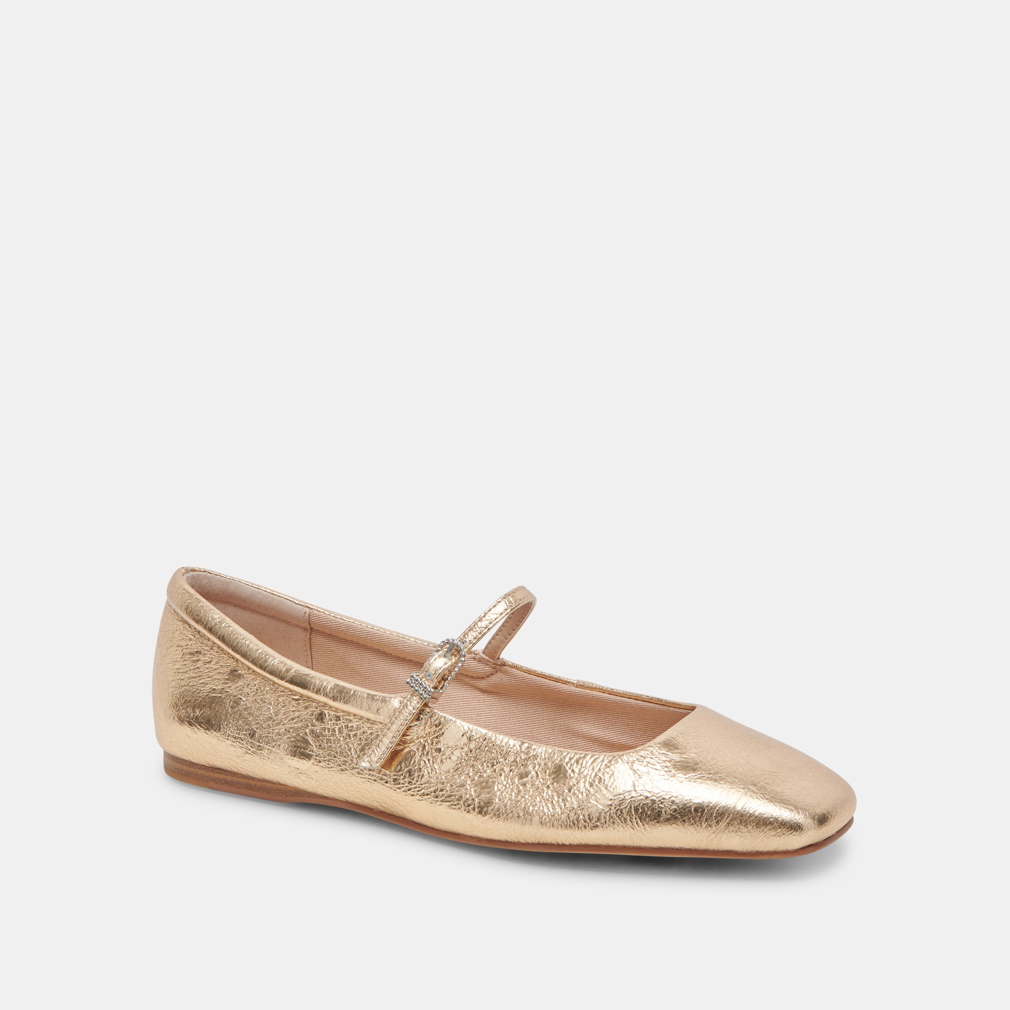 Reyes Wide Ballet Flats - Gold Distressed Leather Women's Shoes for Comfort & Style | Perfect for Casual Wear, Office & Daily Outfits