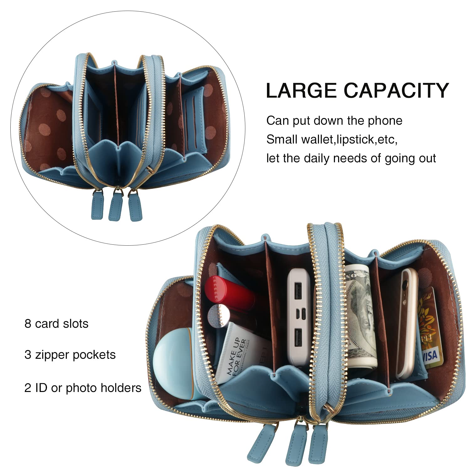 Women's Lightweight PU Leather Crossbody Phone Bag with Adjustable Strap - Multi Compartment Shoulder Purse with Card Slots for iPhone, Samsung & Smartphones | Perfect for Travel, Shopping & Daily Use