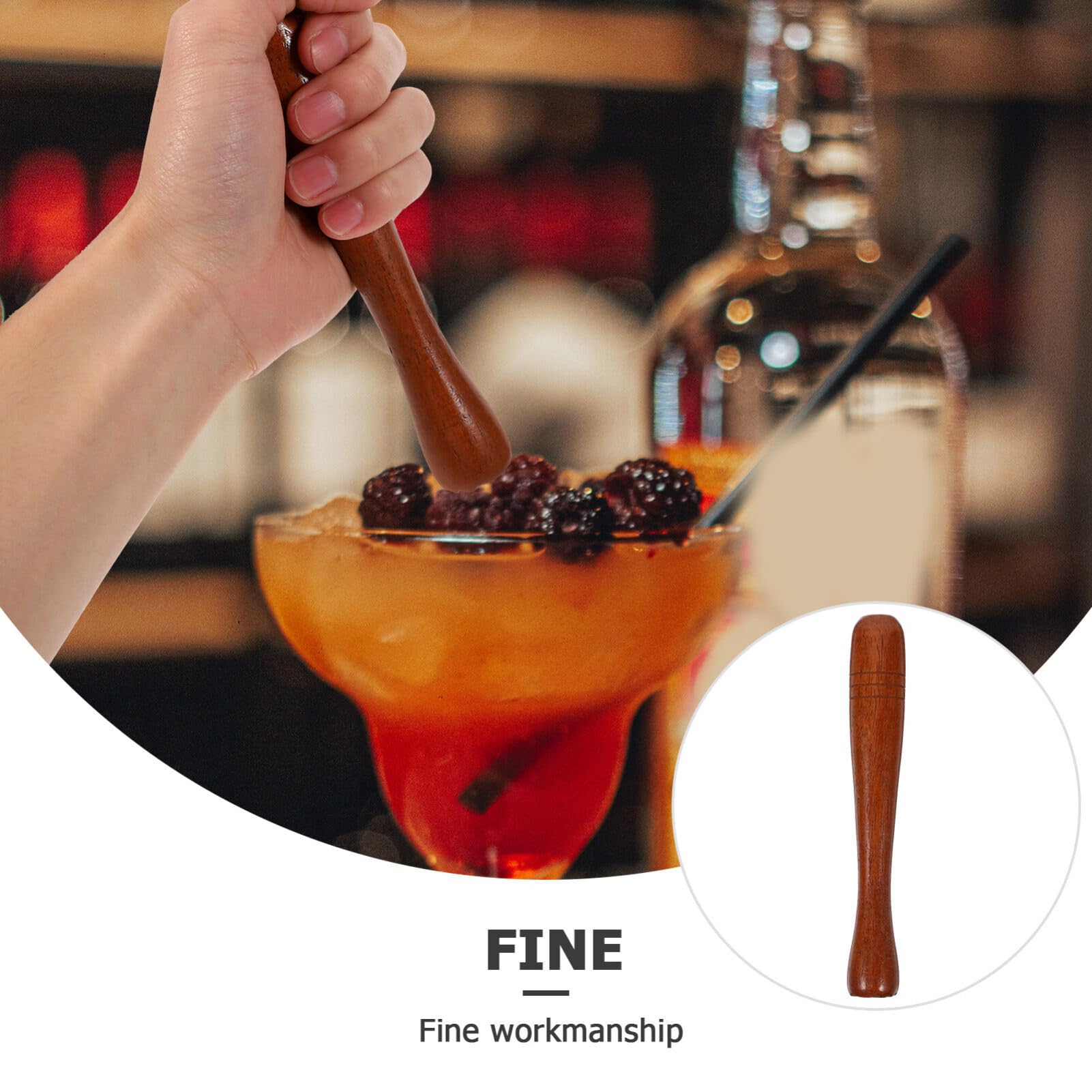 Premium Wooden Cocktail Muddler - Bar Tool for Mojitos, Ice Crushing & Mixing - Natural Wood Ice Crusher & Masher for Cocktails, Garlic, Avocado & Fruits - Perfect for Home Bars, Parties & Mixology Enthusiasts