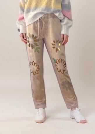 Zinnia Faux Suede Floral Print High Waisted Pants for Women - Stylish Casual & Office Wear - Perfect for Date Night, Work, and Special Occasions