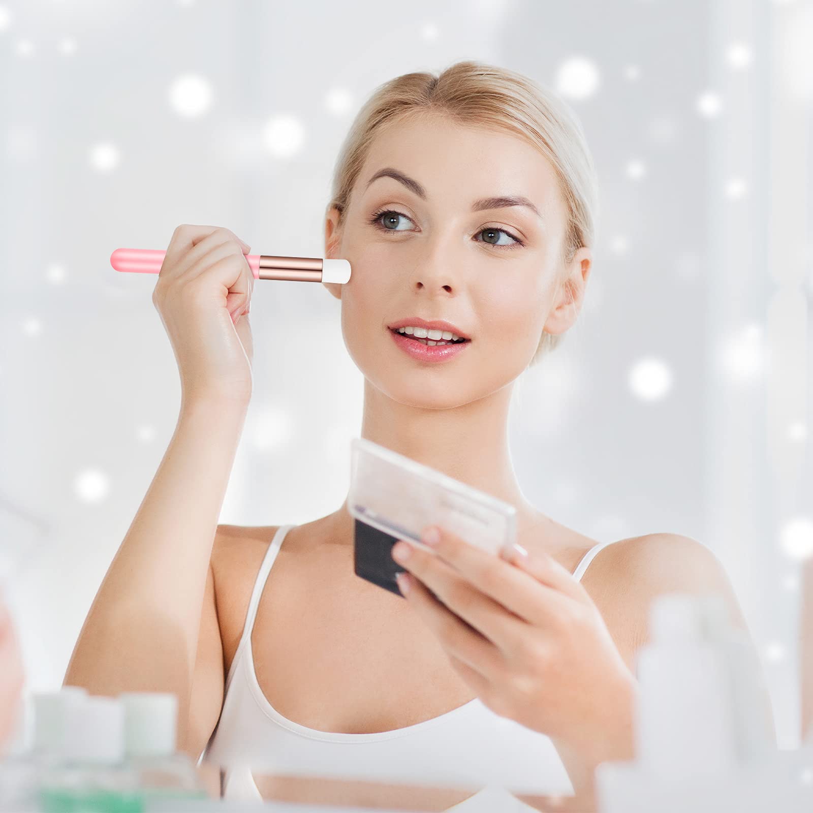 30-Piece Nose Brush Set with 1.8oz Empty Travel Bottle & Lash Shampoo Brushes - Pink Diamond Eyelash Foaming Soap Pump Dispenser & Lash Wand Makeup Tools for Women (50ml) - Perfect for Travel, Salon & Home Eyebrow/Lash Care