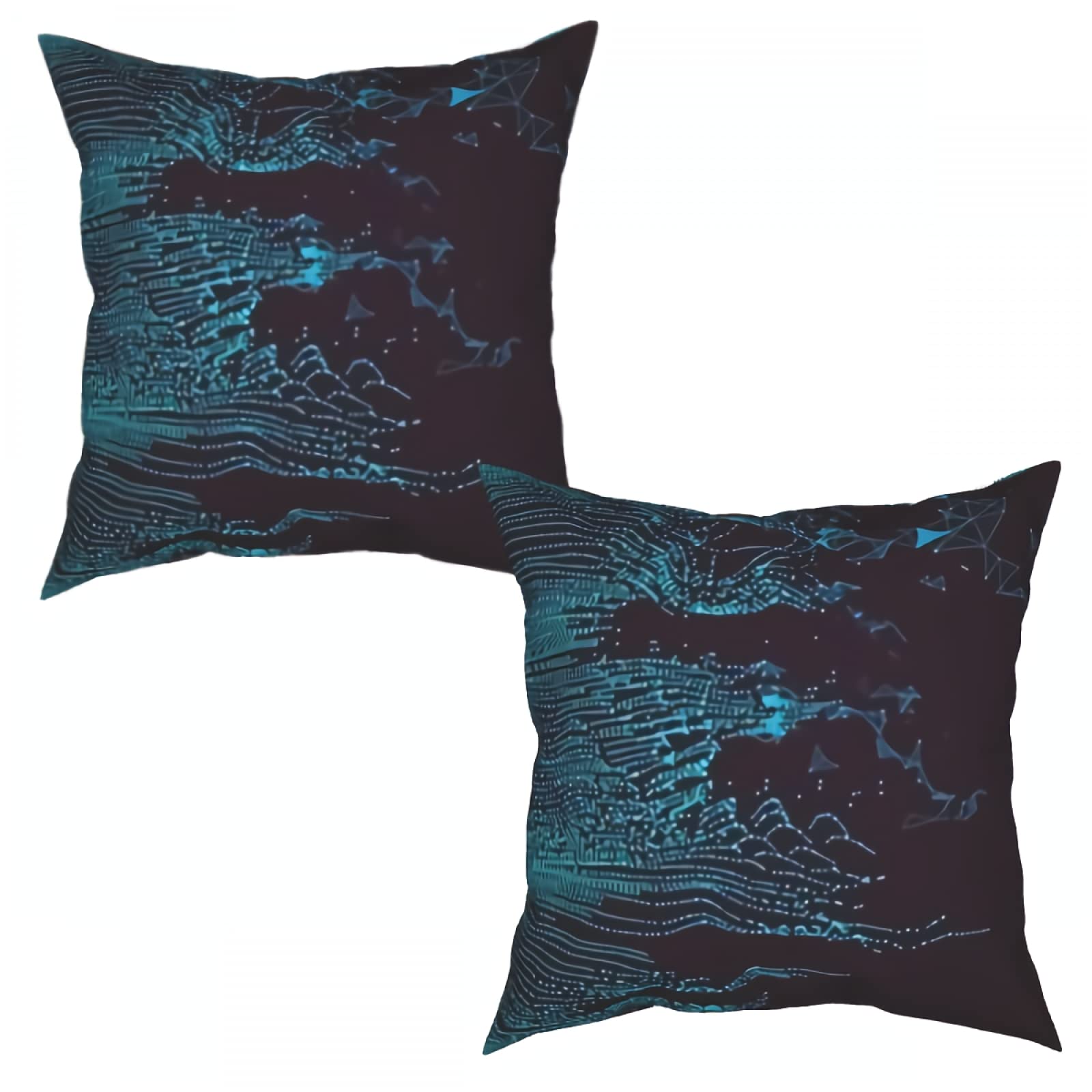 18x18 Inch Decorative Wavy Abstract Throw Pillow Covers Set of 2 - Navy Blue Square Cushion Covers for Living Room, Farmhouse & Outdoor Decor - Perfect for Sofa, Bed and Patio Furniture