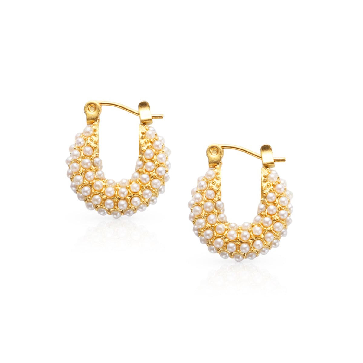 Perla Hoop Earrings for Women - 14K Gold Plated Pearl Dangle Earrings - Elegant Circle Pearl Jewelry for Party, Wedding & Everyday Wear