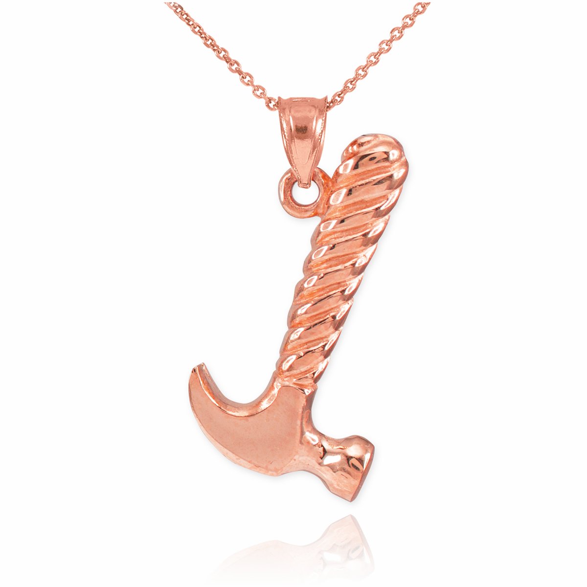 14K Rose Gold Hammer Pendant Necklace for Men - Durable & Stylish Jewelry Gift for Boyfriend, Husband, Father | Perfect for Date Nights, Weddings & Special Occasions