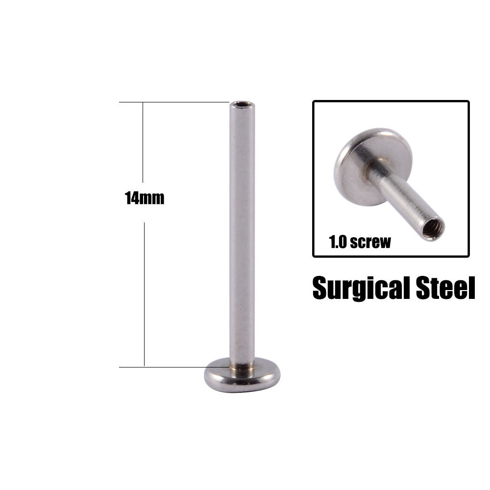 16G Titanium Internally Threaded Labret Bar - Hypoallergenic Body Jewelry for Lip, Nose & Ear Piercings | Perfect for Everyday Wear & Healing | DR001