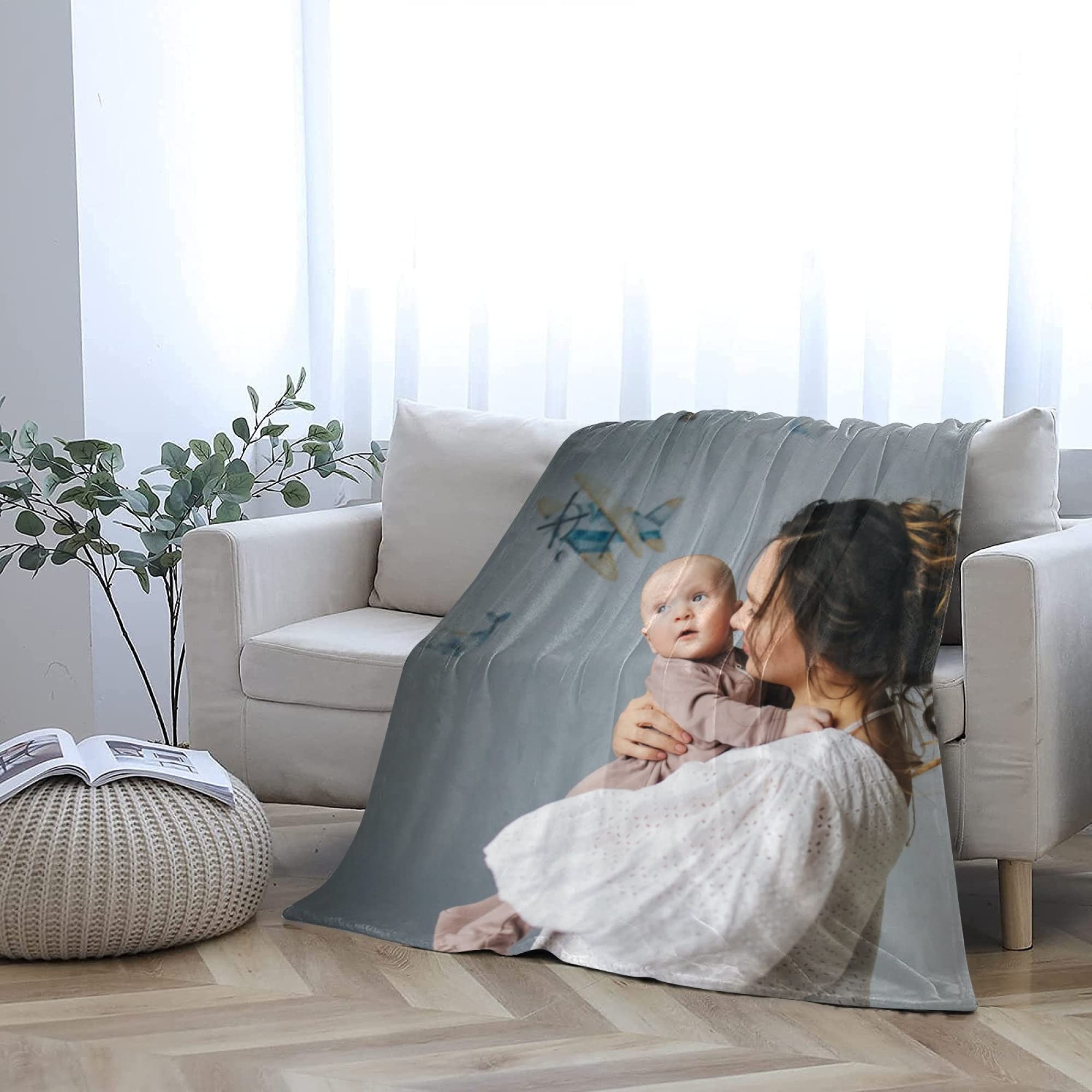 Custom Photo Blanket - Personalized Fleece Throw with Text & Collage - Soft Flannel Blanket for Mom, Grandma - Unique Mother's Day Gift from Daughter, Son, Husband - Perfect for Cozy Nights, Family Photos & Special Occasions