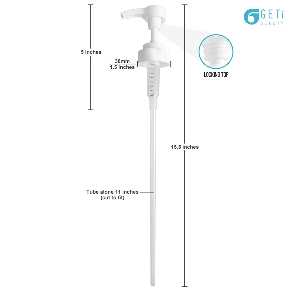 Geti Beauty Universal Gallon Shampoo Pump Dispenser - 128oz Liquid Pump for Shampoo, Conditioner, Hand Sanitizer, Massage Oil, Creams & Pet Shampoo - 4cc Output (6-Pack) - Perfect for Salon, Home & Pet Grooming Use
