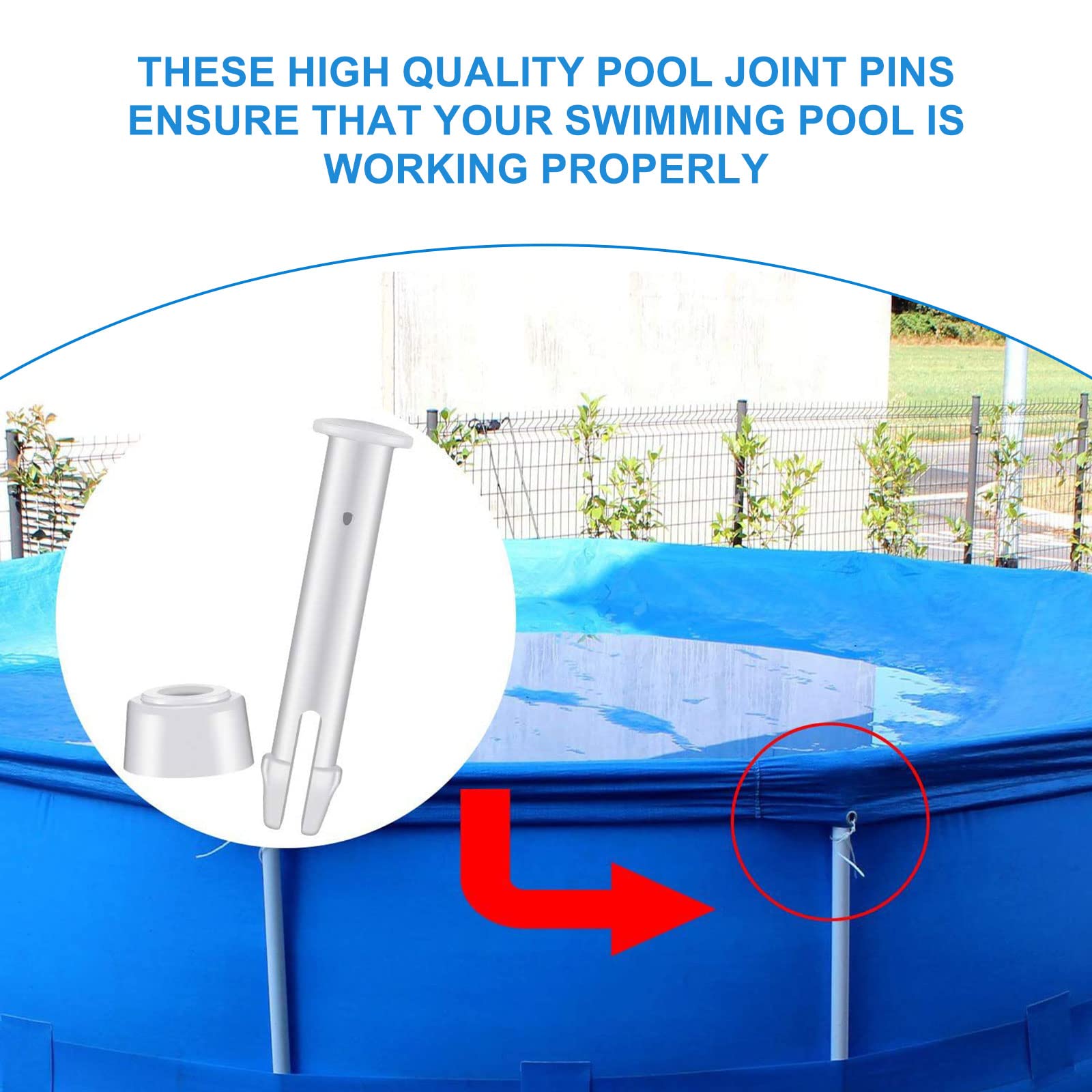 30Pcs 2.16 Inch Plastic Pool Joint Pins & Rubber Seals - Replacement Parts for Intex 10-12 ft Round Metal Frame Pools - Perfect for Summer Pool Maintenance and Repair