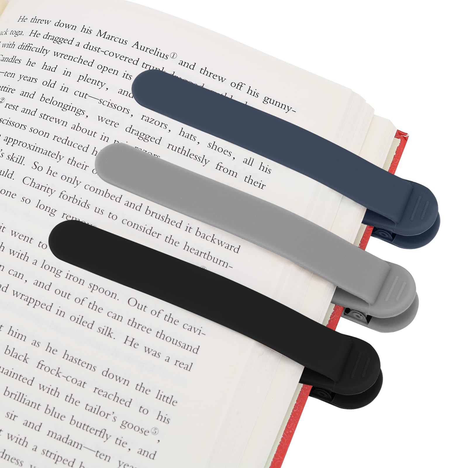 SMUK 3-Piece Silicone Bookmark Set - Unique Automatic Book Page Holder for Book Lovers, Readers, Women, Men, Teens & Teachers - Perfect Reading Accessories & Gifts for Bookworms - Ideal for Novels, Textbooks, Journals & Daily Reading