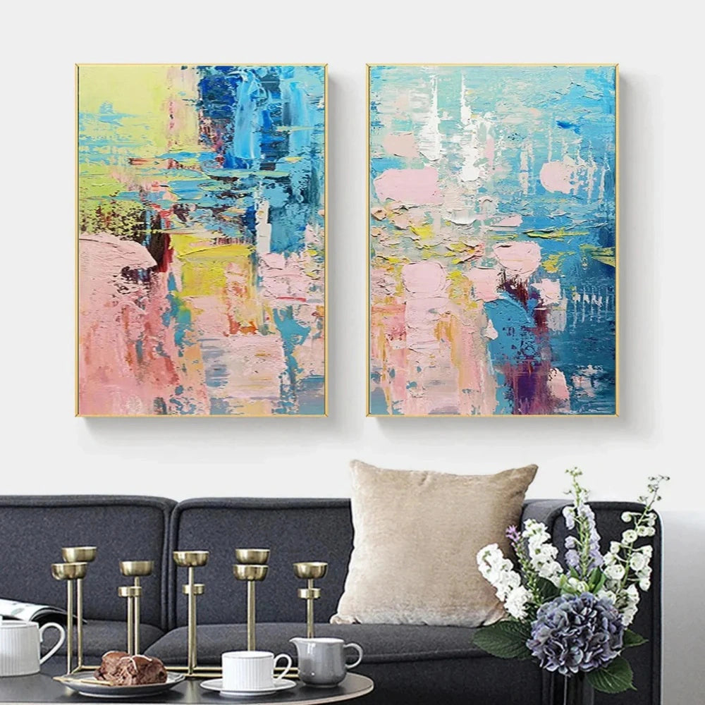 Abstract Painting Set of 2 Modern Wall Art - #AB324 - Perfect for Living Room, Bedroom & Office Decor