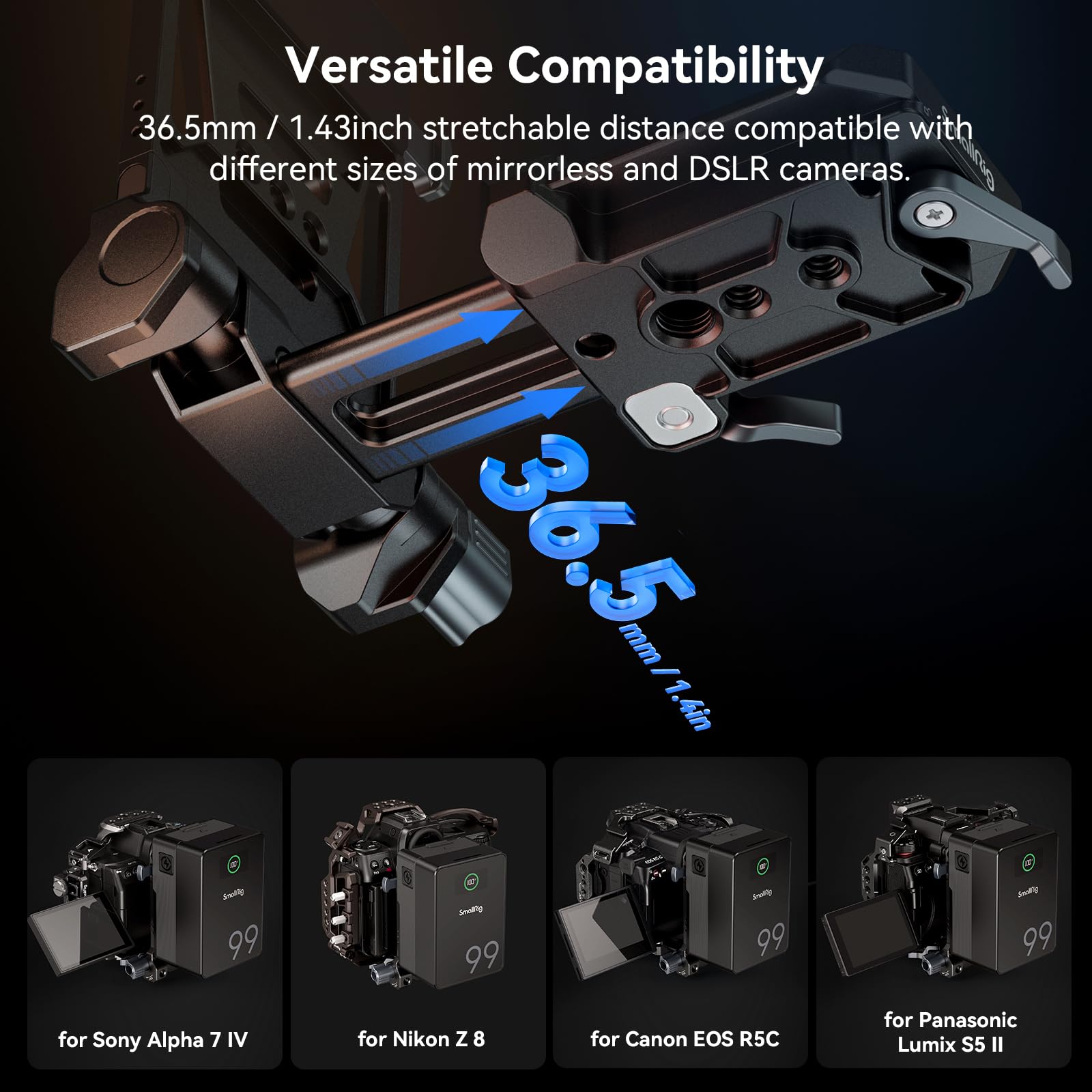 SmallRig 4063B V-Mount Battery Plate with Dual Quick Release - Compatible with DSLR Cameras, Gimbals & Tripods | Arca-Swiss Mount, 15mm Rods & Foldable Design for Professional Videography & Outdoor Shooting