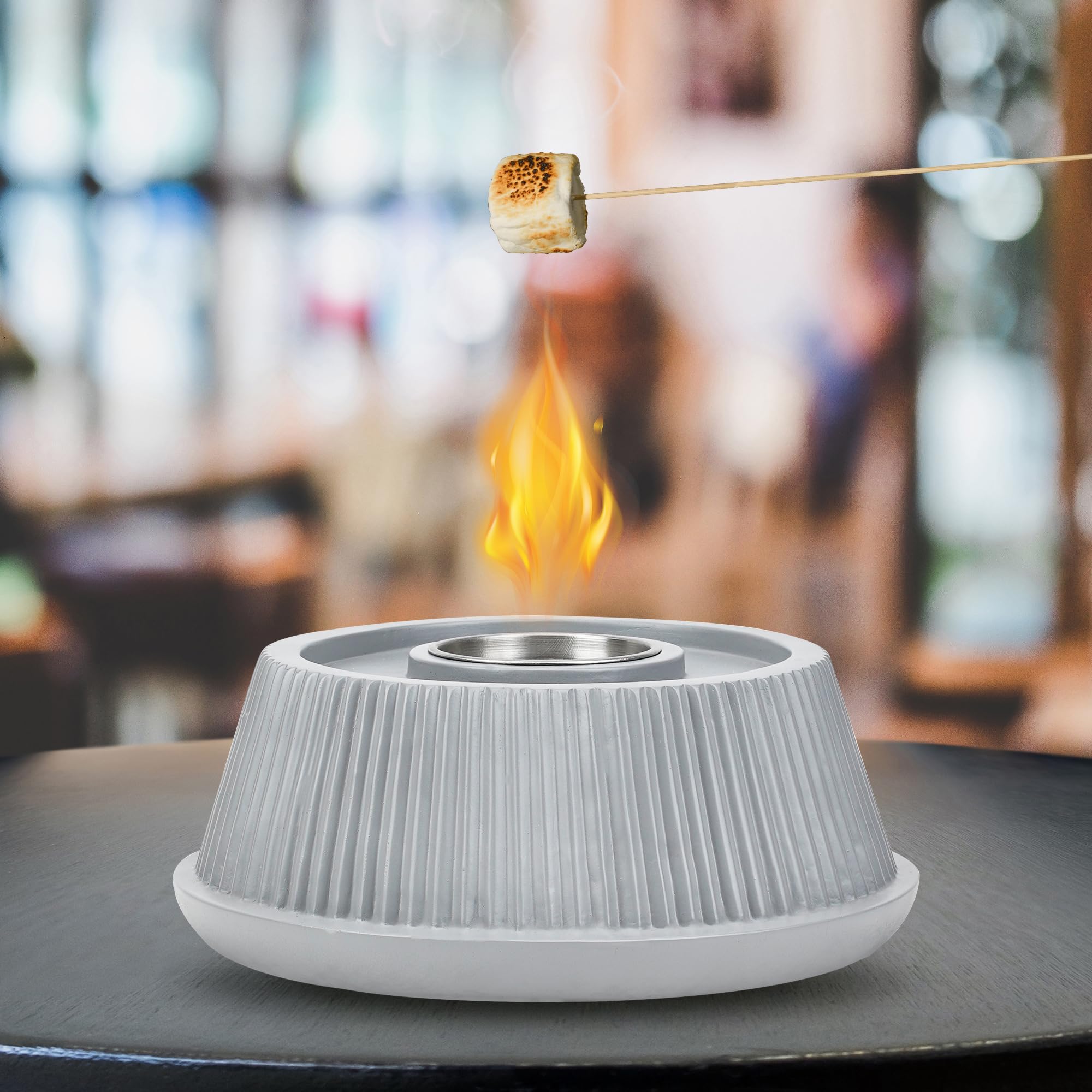 Portable Concrete Ethanol Fire Pit - Indoor/Outdoor Smokeless Fireplace for Camping & Gifting