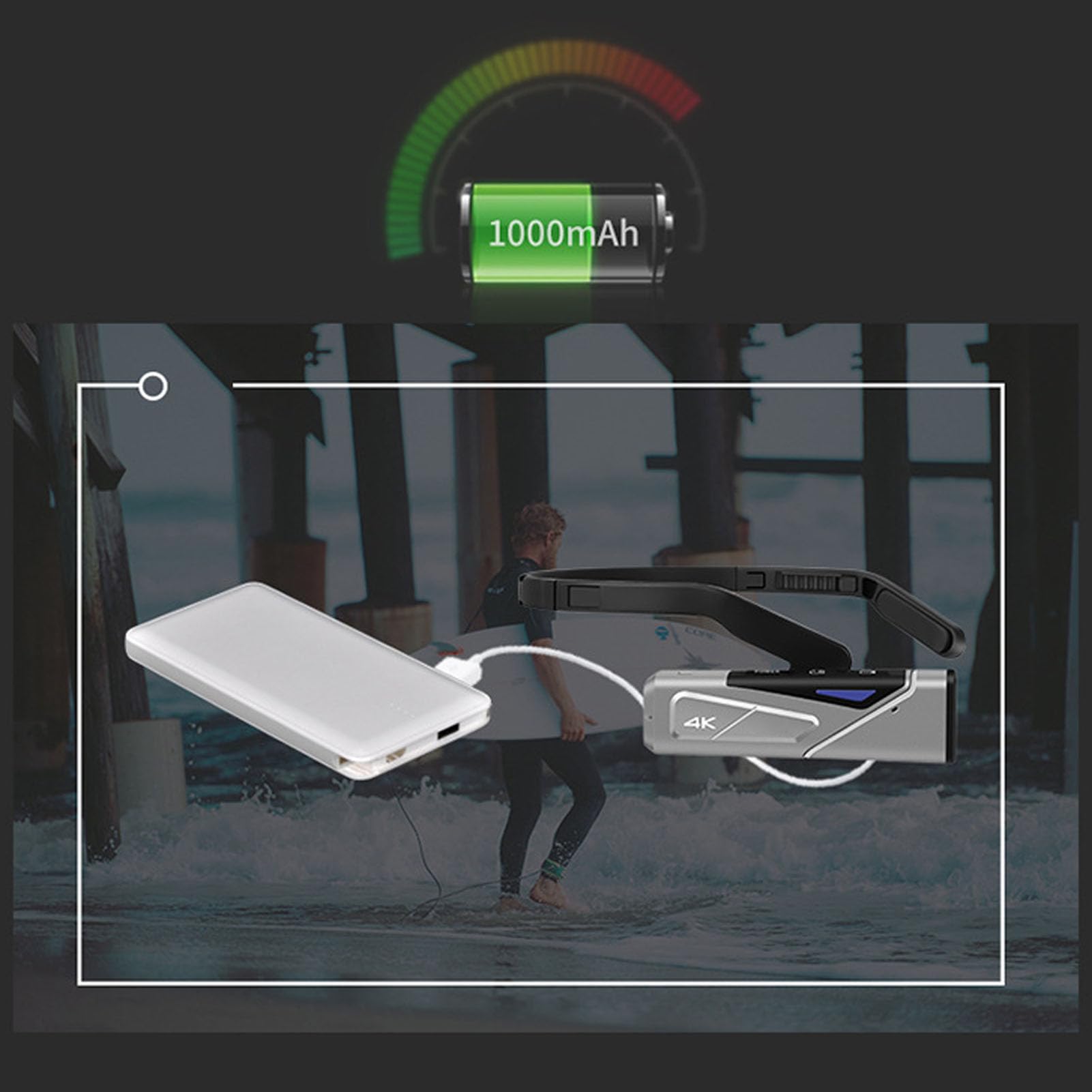 Plyisty 4K 60FPS/30FPS Wearable Head Mounted Action Camera with 2-Axis Anti-Shake Stabilizer, 20MP Autofocus & WiFi APP Connection - Perfect for Vlogging, Sports Recording, and Hands-Free Adventures