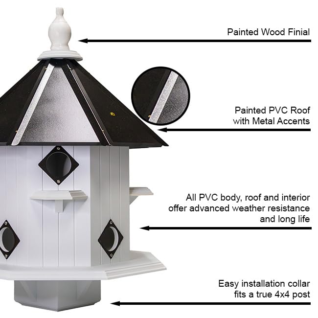 Premium Purple Martin Bird House with Black Roof - BestNest Martin Castle for Backyard & Garden - Durable Outdoor Decorative Birdhouse for Purple Martins | Perfect for Bird Watching & Nature Lovers