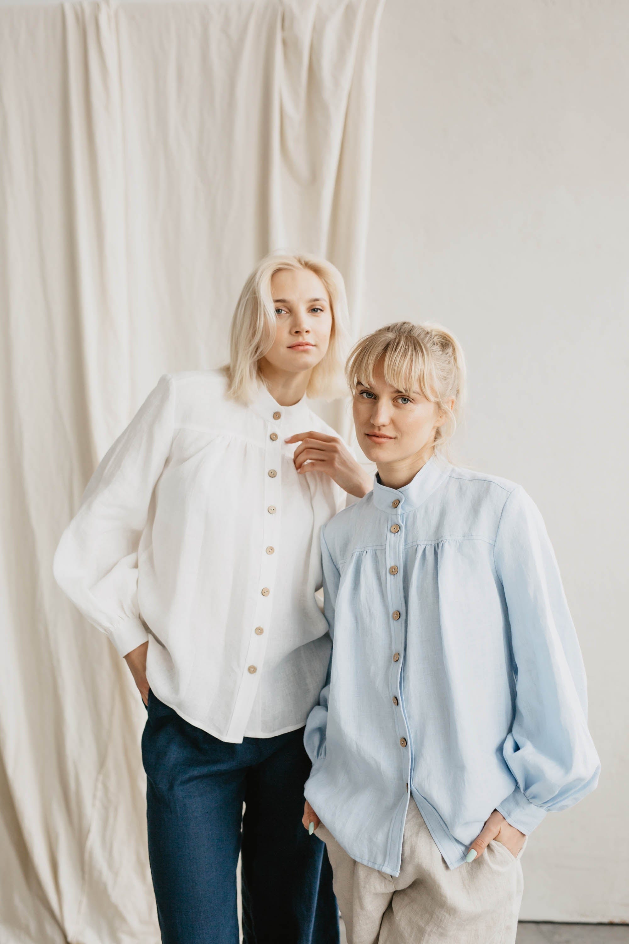 Indraja Women's Linen Shirt - Breathable Summer Blouse with Button Down Collar | Casual & Office Wear | Multiple Colors (Blue, White, Beige) | Perfect for Beach Outings, Work & Weekend Brunch