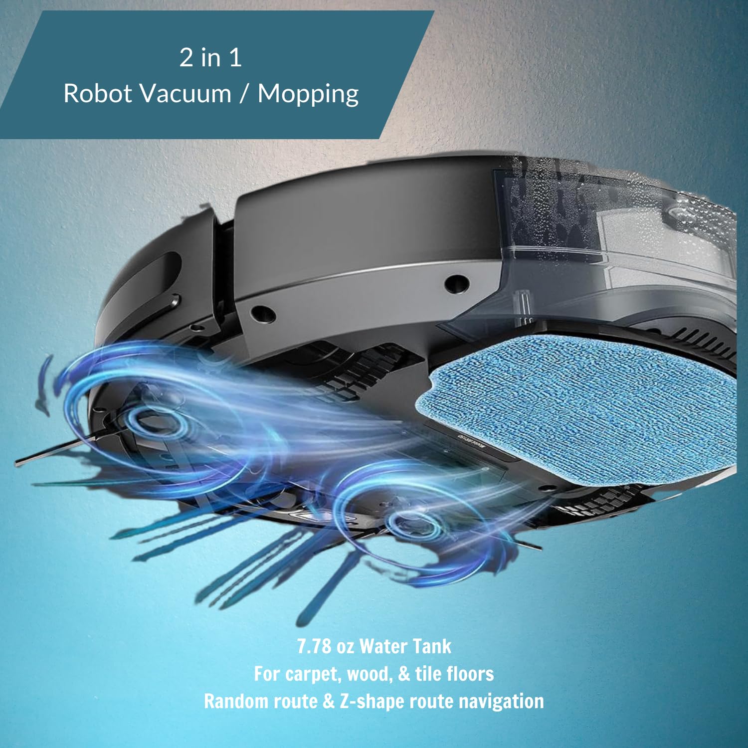 Smart Robot Vacuum and Mop Combo 2-in-1 with Wi-Fi/App Control, 1400Pa Strong Suction, Self-Charging - Ideal for Hard Floors, Pet Hair & Low-Pile Carpets - Perfect for Daily Home Cleaning & Pet Owners