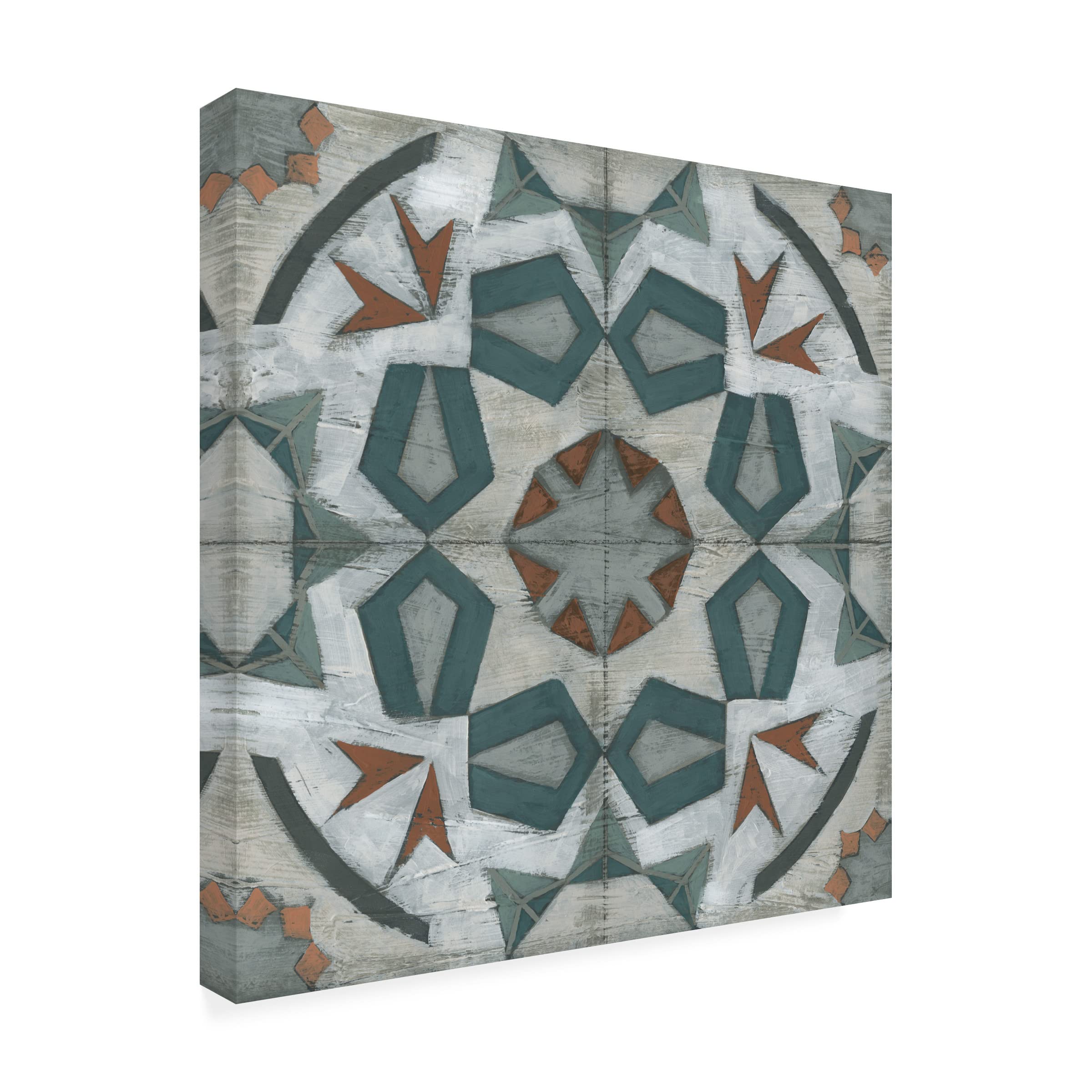 Trademark Fine Art 'Verdigris Tile IV' Canvas Wall Art by June Erica Vess - 35x35 Inches - Modern Home Decor for Living Room, Bedroom & Office