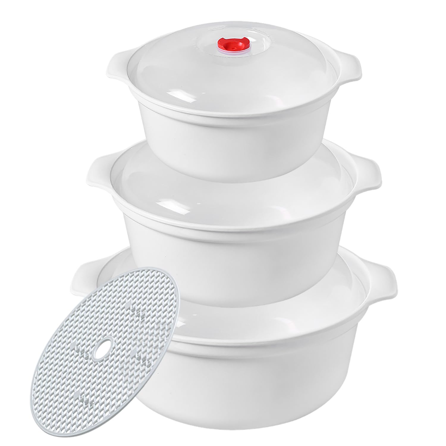 3-Piece Microwave Safe Bowls with Lids - BPA-Free Soup & Ramen Noodle Cooker Set - Heat-Resistant Bowls with Handles for Office, College Dorm & Home Use - Perfect for Instant Meals, Leftovers & Meal Prep